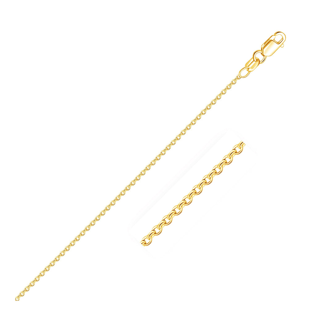 Round cable link chain in 18K yellow gold, 1.50mm