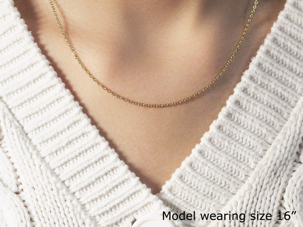 Round cable link chain in 18K yellow gold, 1.50mm