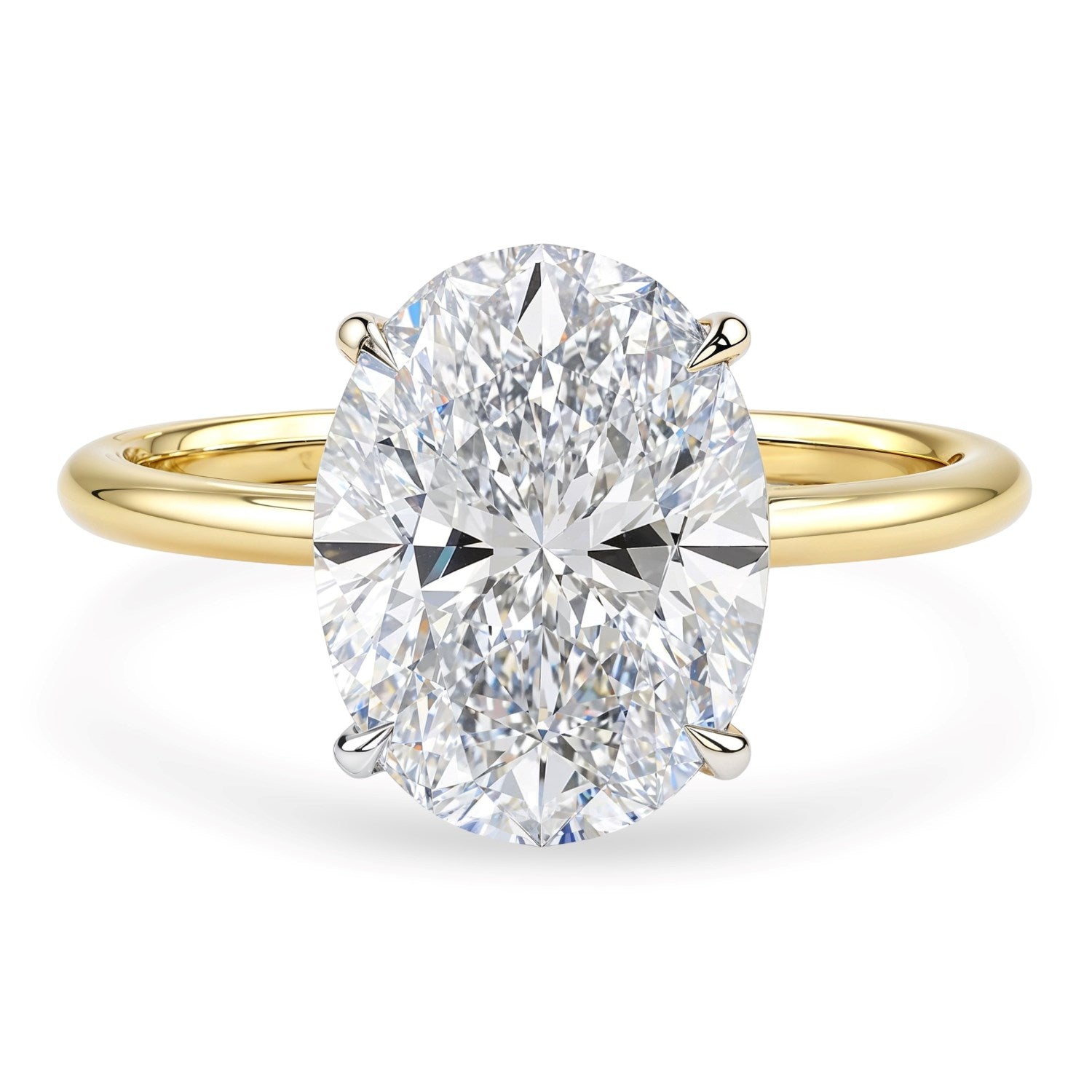 3 Carat Oval Lab Grown Diamond Solitaire Ring in 14K Yellow Gold