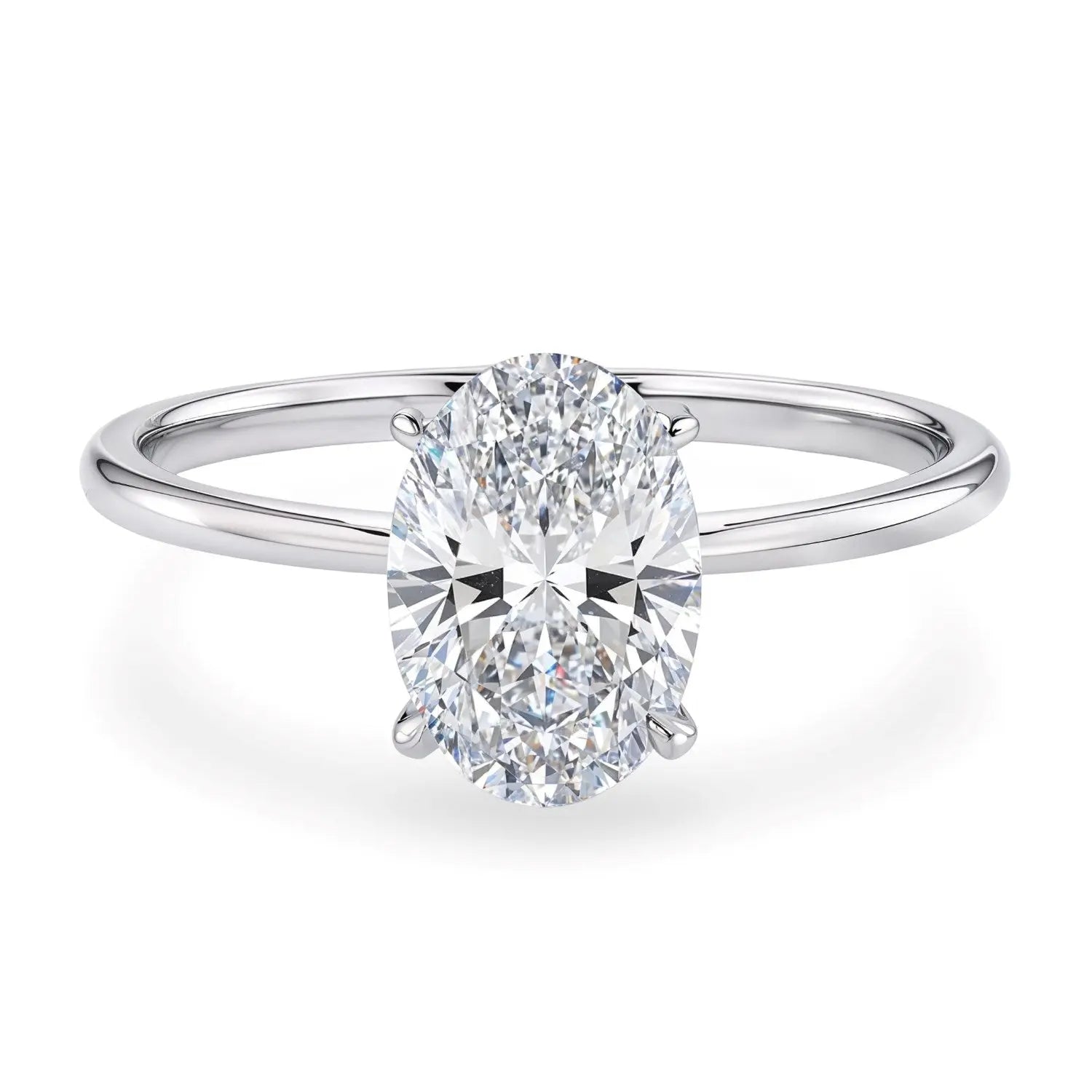 1.50ct Oval Cut Lab Grown Diamond Ring in 14K White Gold | G-VS1  Rings DEEVE