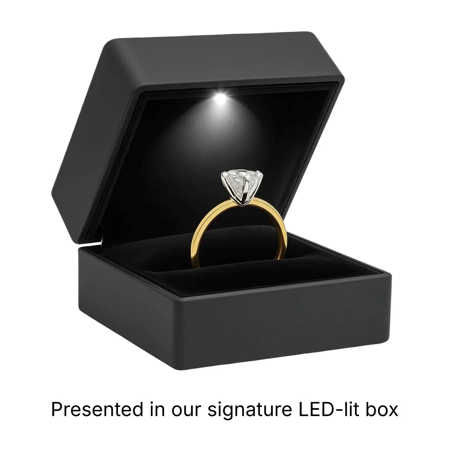 1 Carat Cushion Lab Grown Diamond Solitaire Ring in 14K Yellow Gold