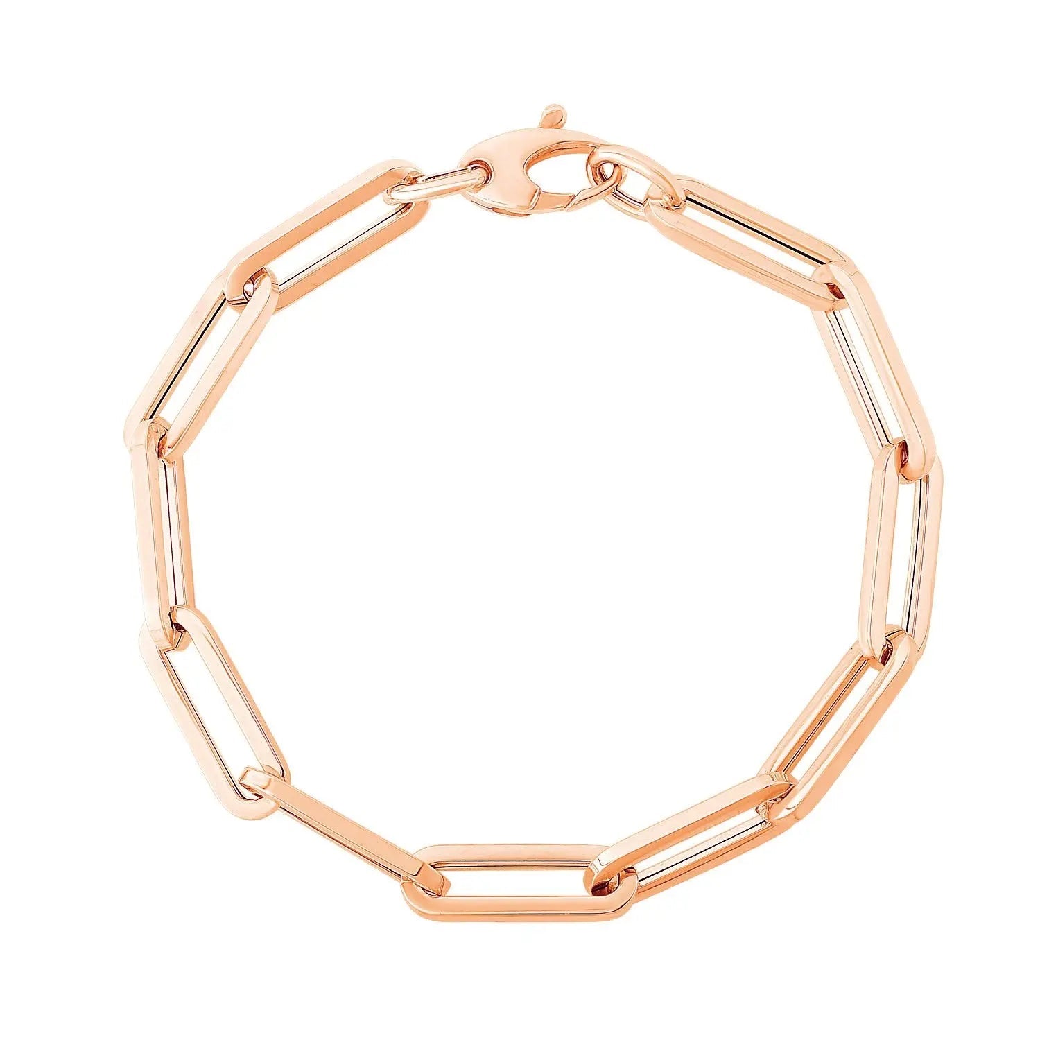14K Rose Gold Extra Wide Paperclip Chain Bracelet 6.10mm DEEVE