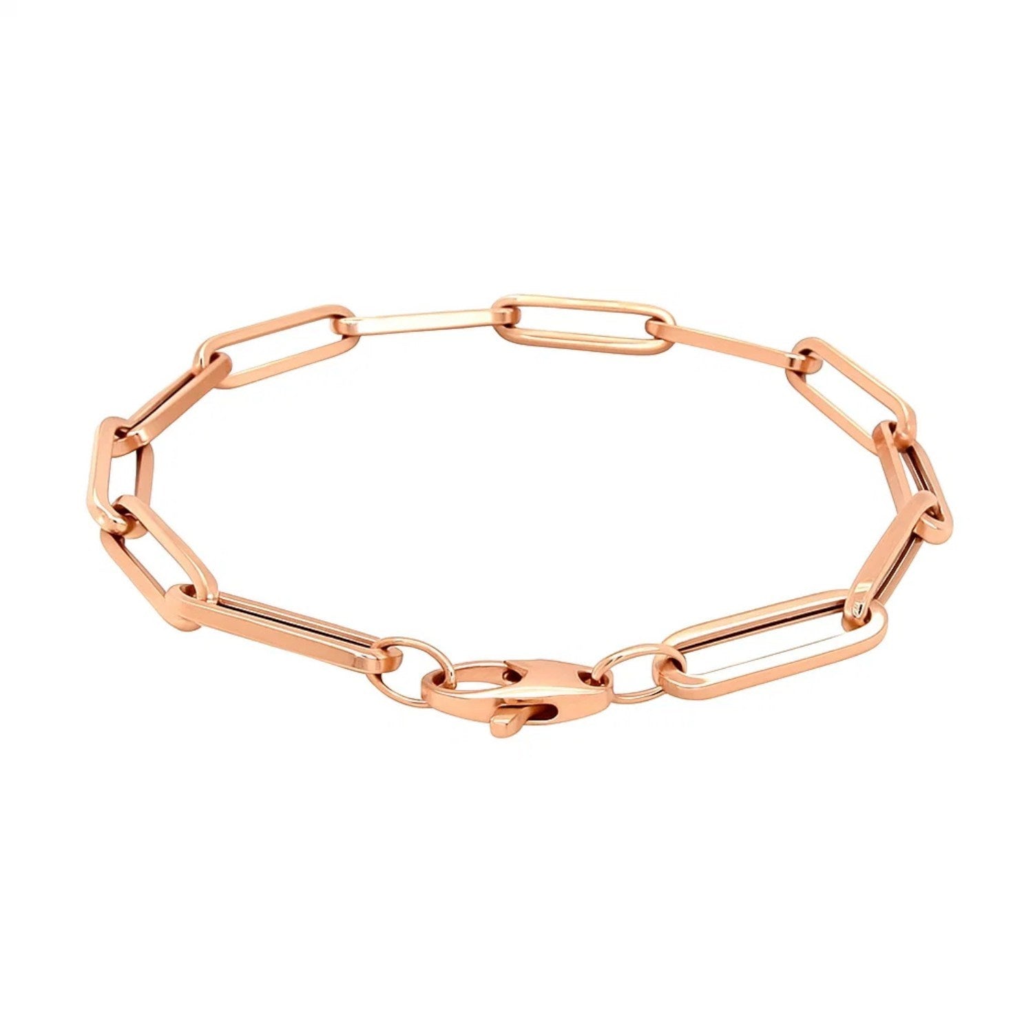 14K Rose Gold Extra Wide Paperclip Chain Bracelet 6.10mm DEEVE