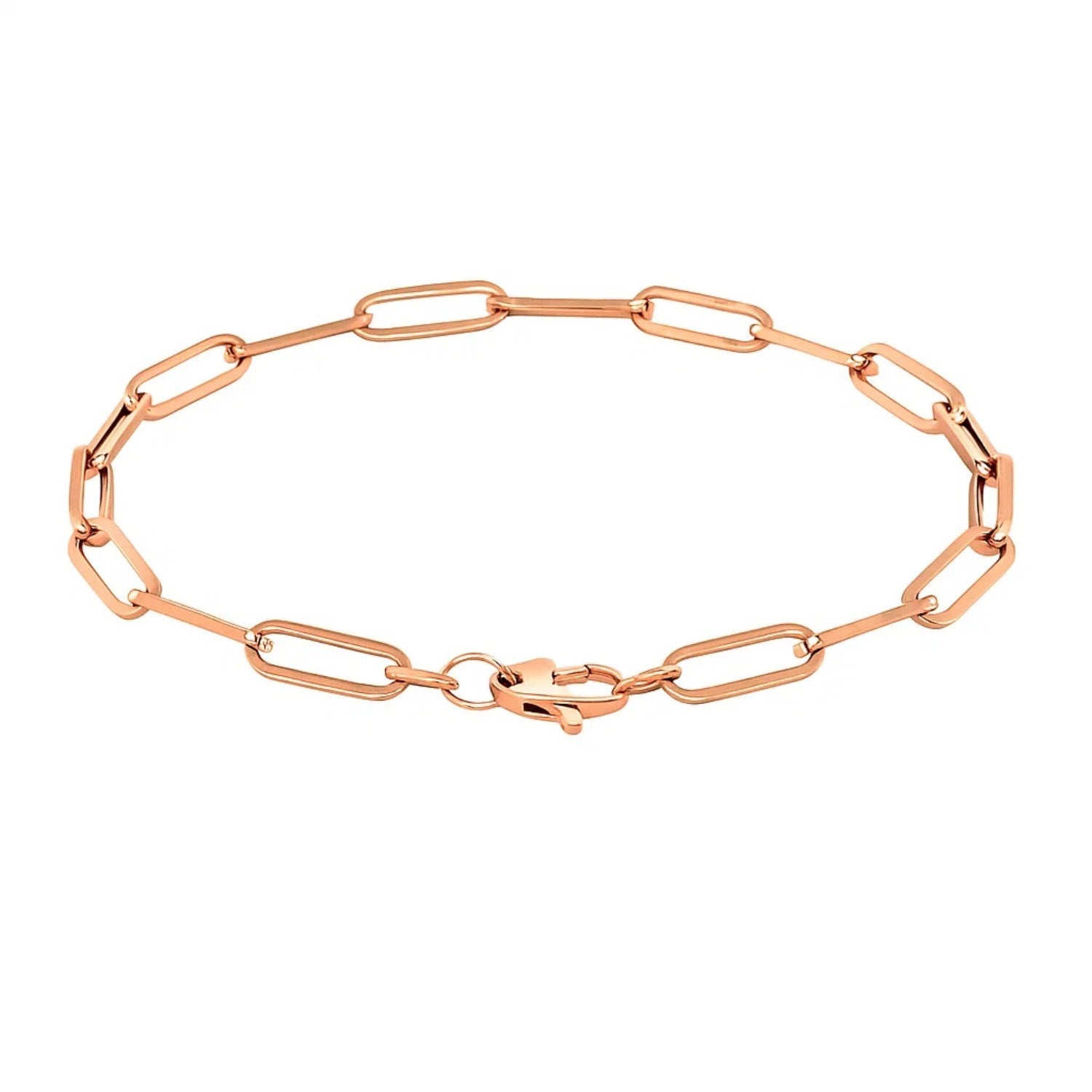 14K Rose Gold Extra Wide Paperclip Chain Bracelet 6.10mm DEEVE