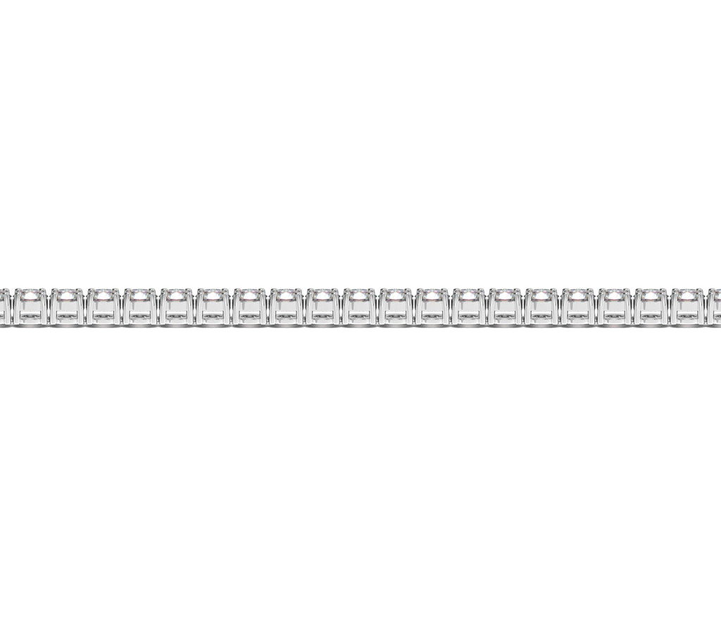 Flat strand of a 4 carat lab grown diamond tennis bracelet in 14K white gold