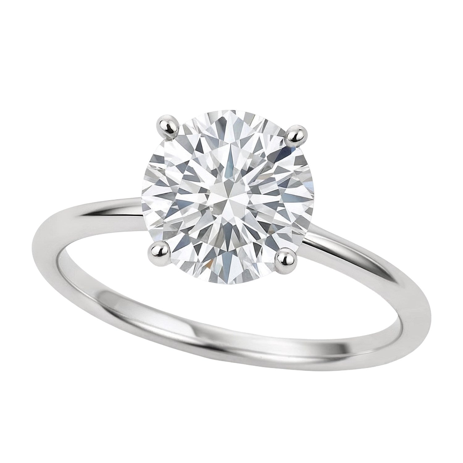 2.ct Round Cut Lab Grown Diamond Solitaire Ring in 14K White Gold | IGI Certified