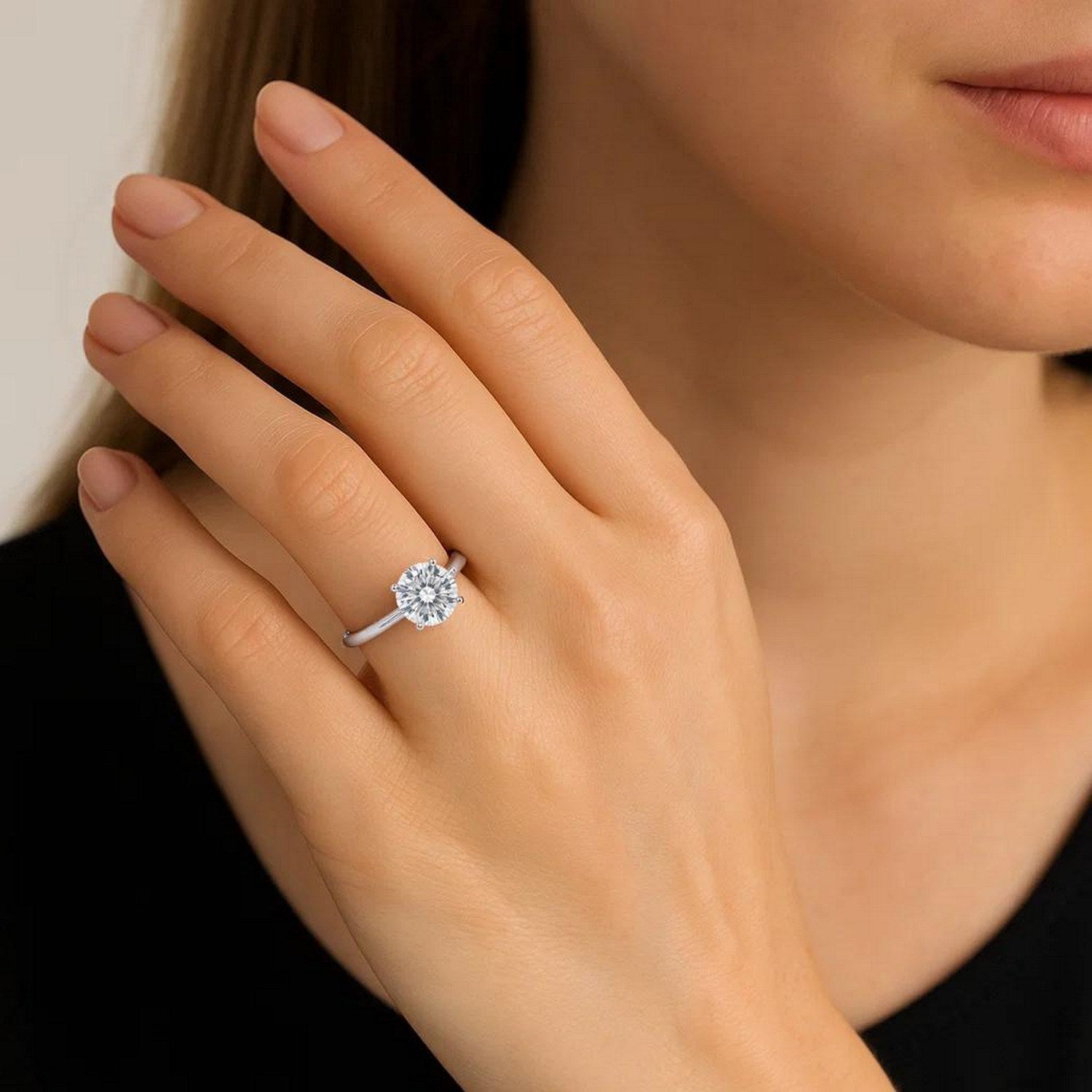 2.ct Round Cut Lab Grown Diamond Solitaire Ring in 14K White Gold | IGI Certified