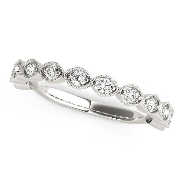 Antique-Style Diamond Wedding Band in 14K White Gold | 0.36 cttw