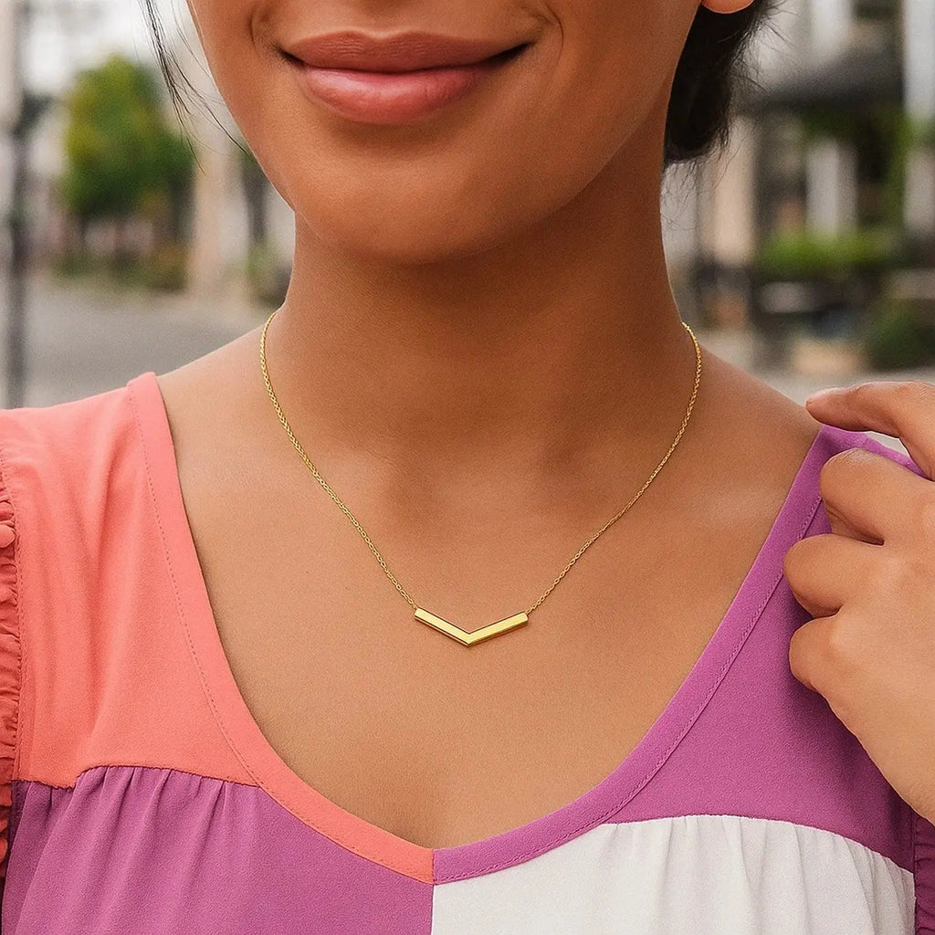 Chevron Necklace in 14K Yellow Gold  Pendants DEEVE