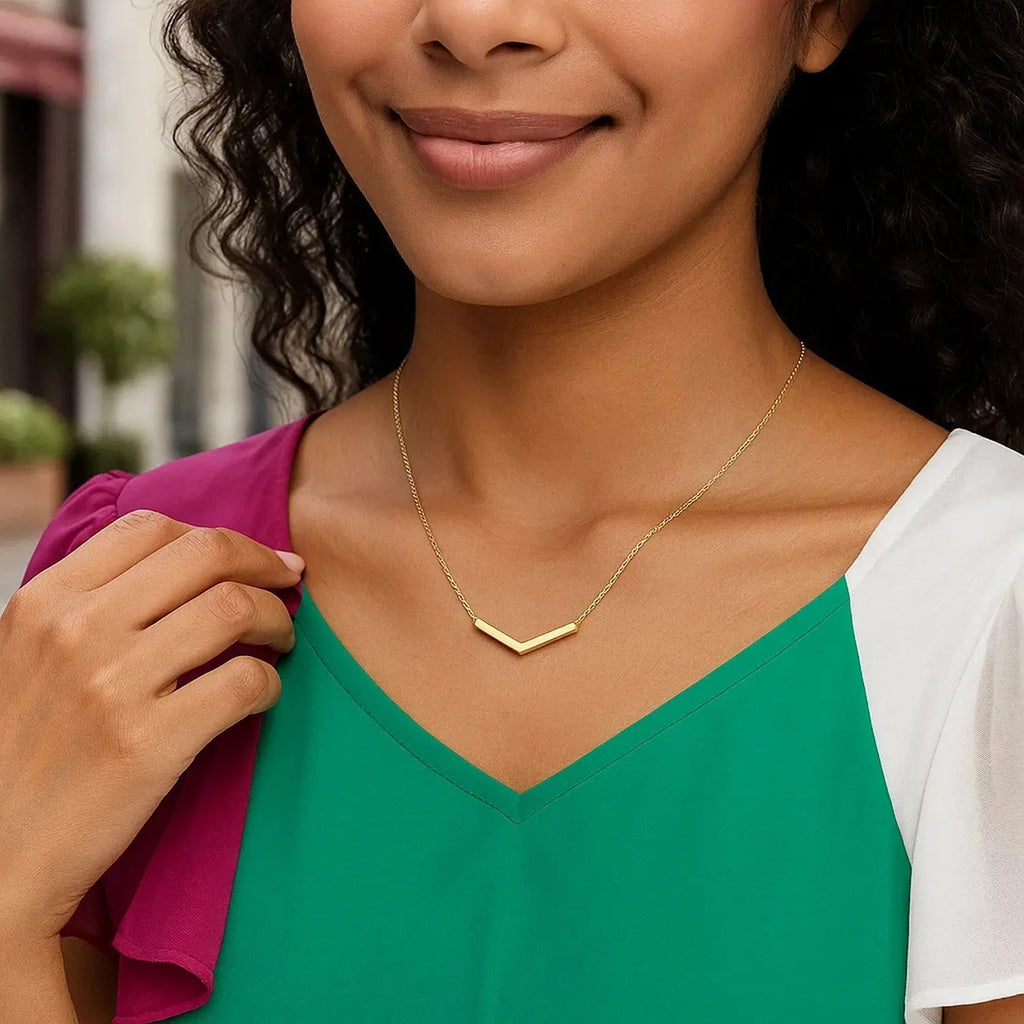 Chevron Necklace in 14K Yellow Gold  Pendants DEEVE