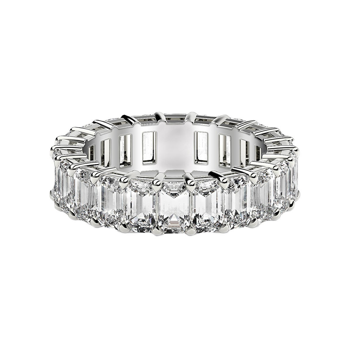 2.00ct Emerald Cut Lab Grown Diamond Eternity Ring 14K White Gold — Top View, DEEVE