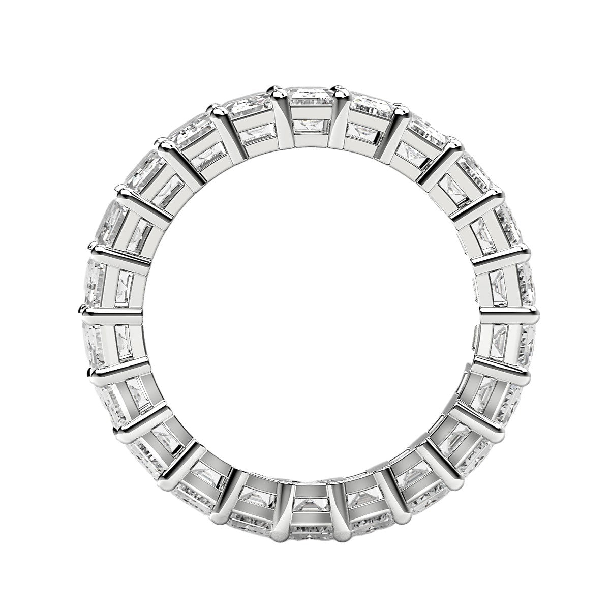 2.00ct Emerald Cut Lab Grown Diamond Eternity Ring — Step Facets Detail, DEEVE