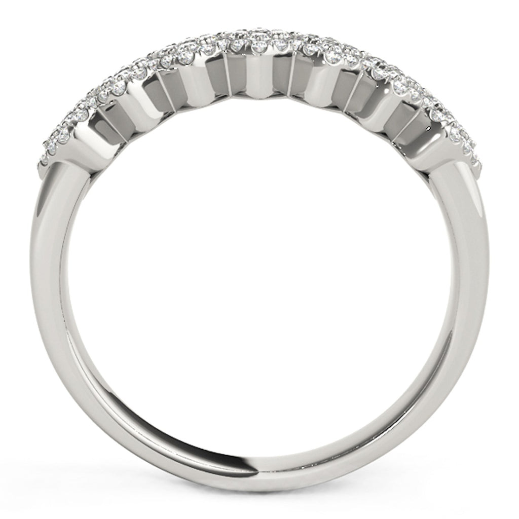 Wide Diagonal Pattern Diamond Ring in 14K White Gold