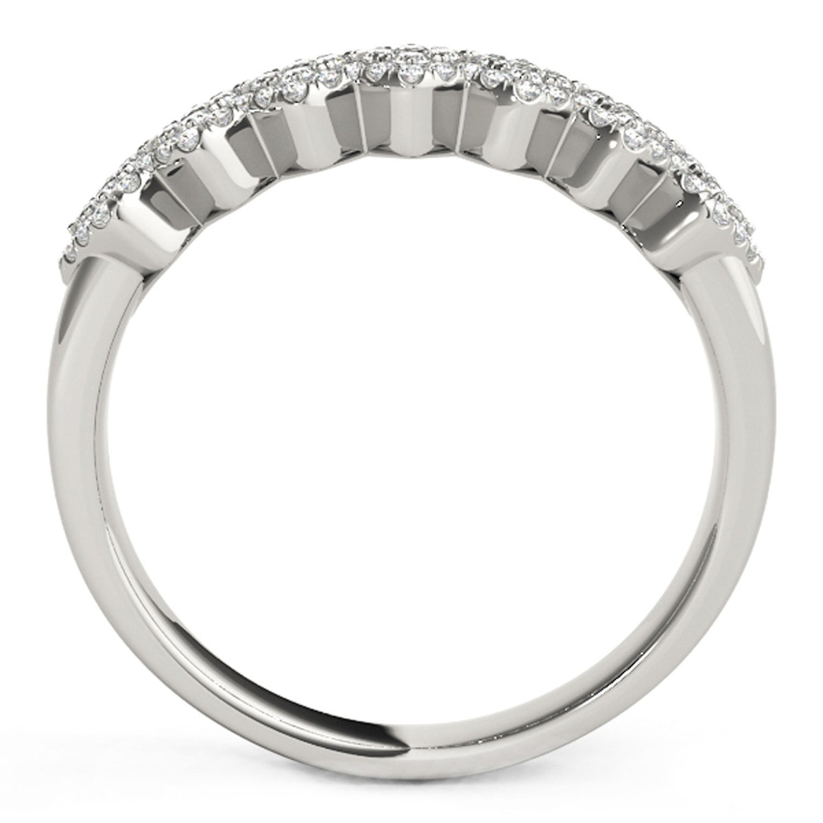 Wide Diagonal Pattern Diamond Ring in 14K White Gold