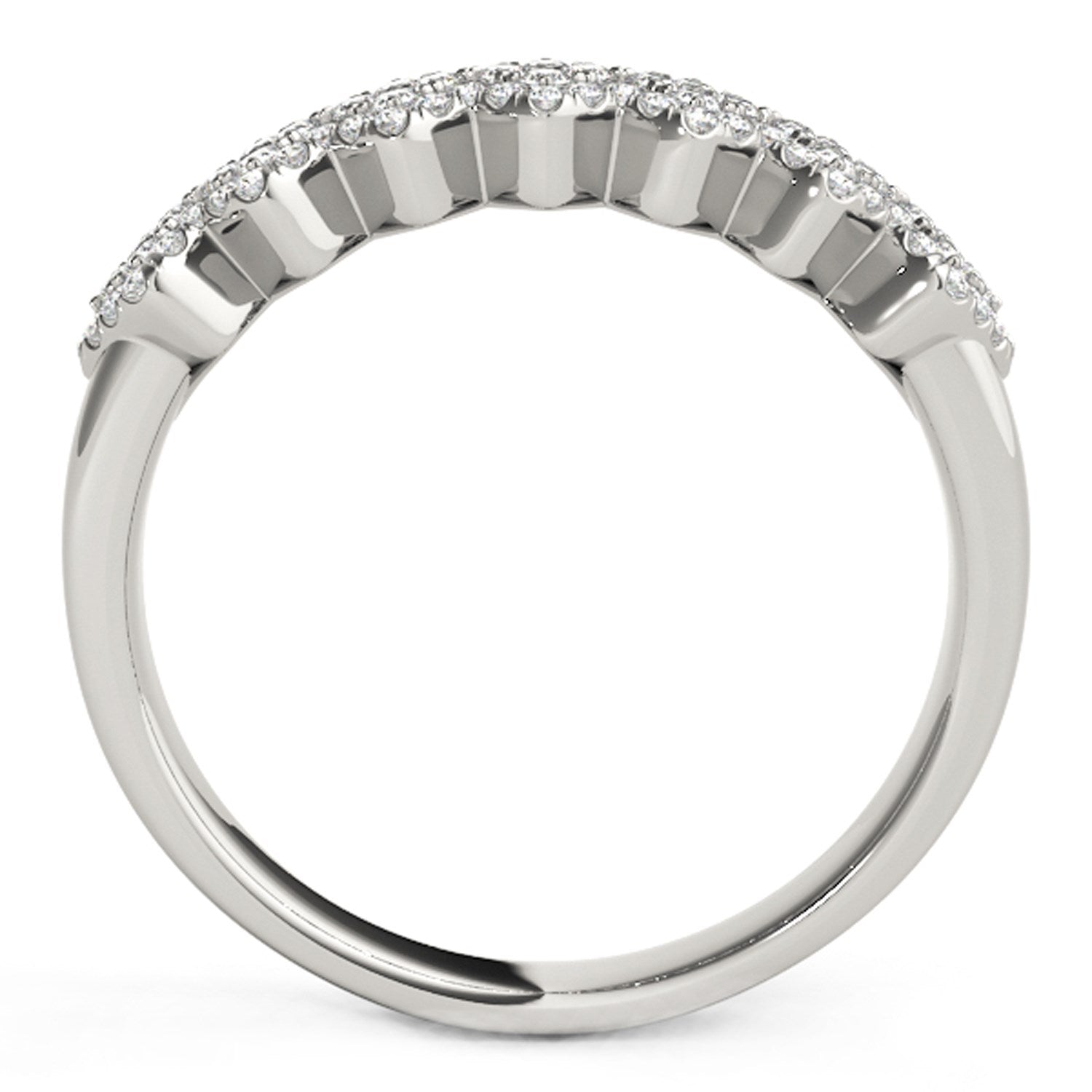 Wide Diagonal Pattern Diamond Ring in 14K White Gold