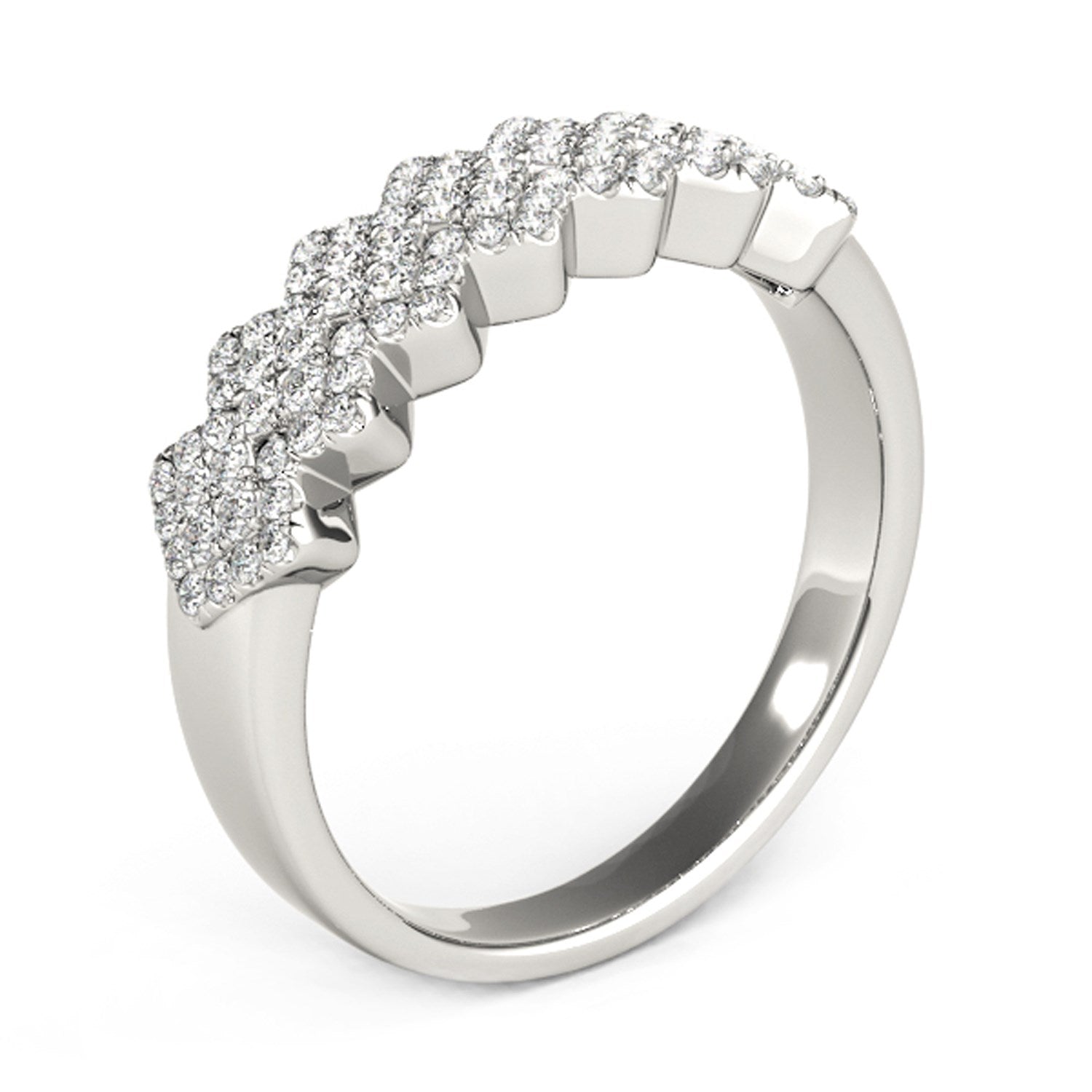 Wide Diagonal Pattern Diamond Ring in 14K White Gold