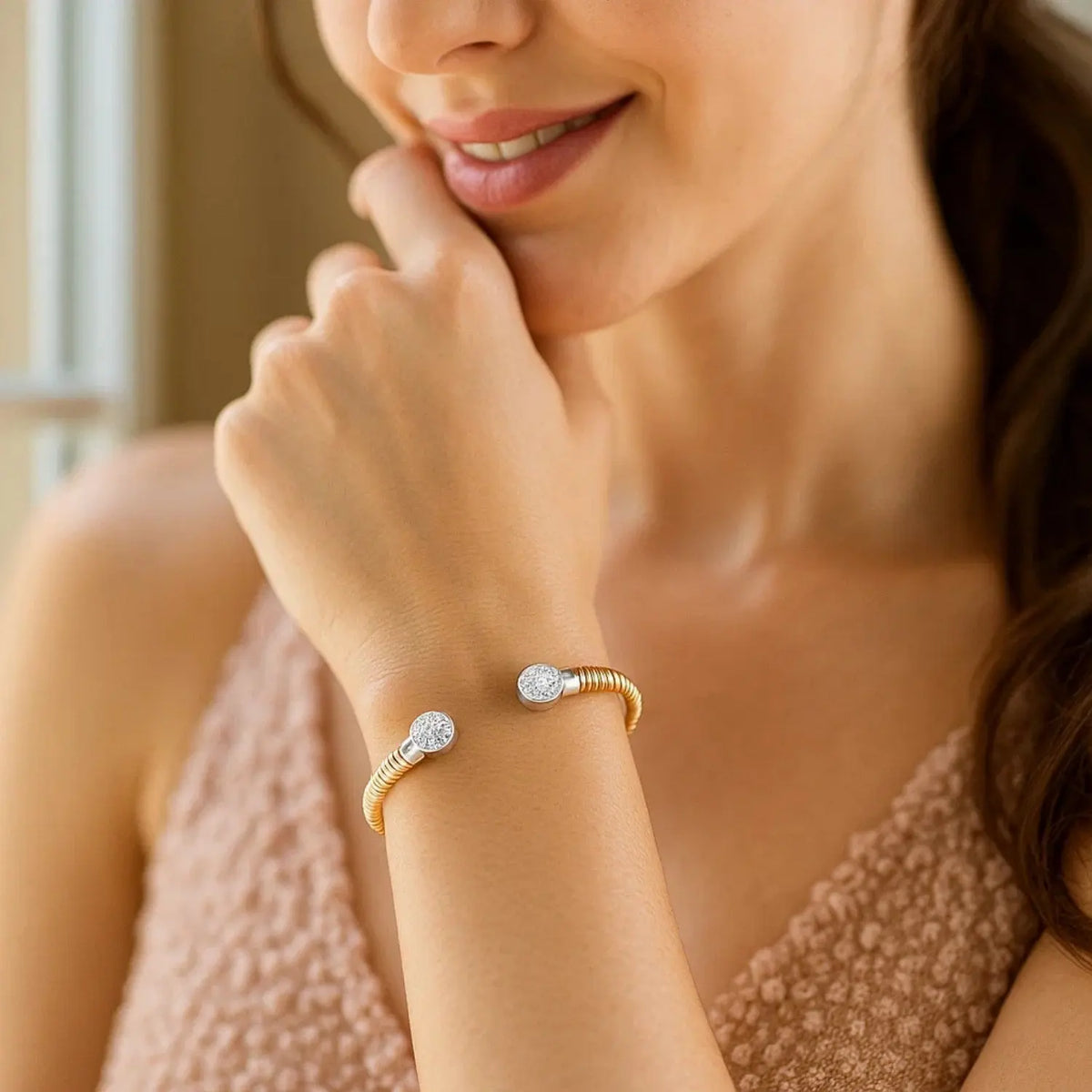 Round End Tubogas Cuff Bangle in 14K Yellow Gold  Bangles DEEVE
