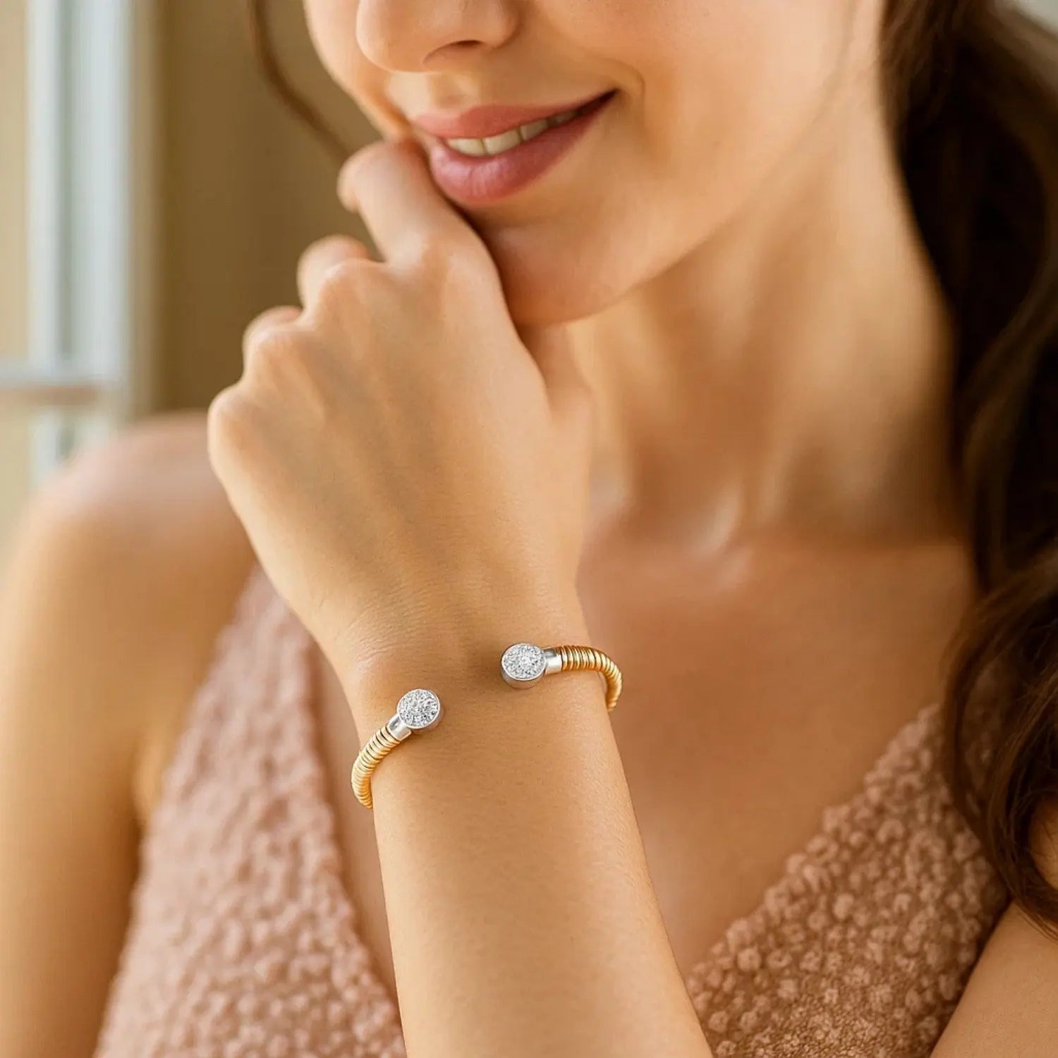 Round End Tubogas Cuff Bangle in 14K Yellow Gold  Bangles DEEVE