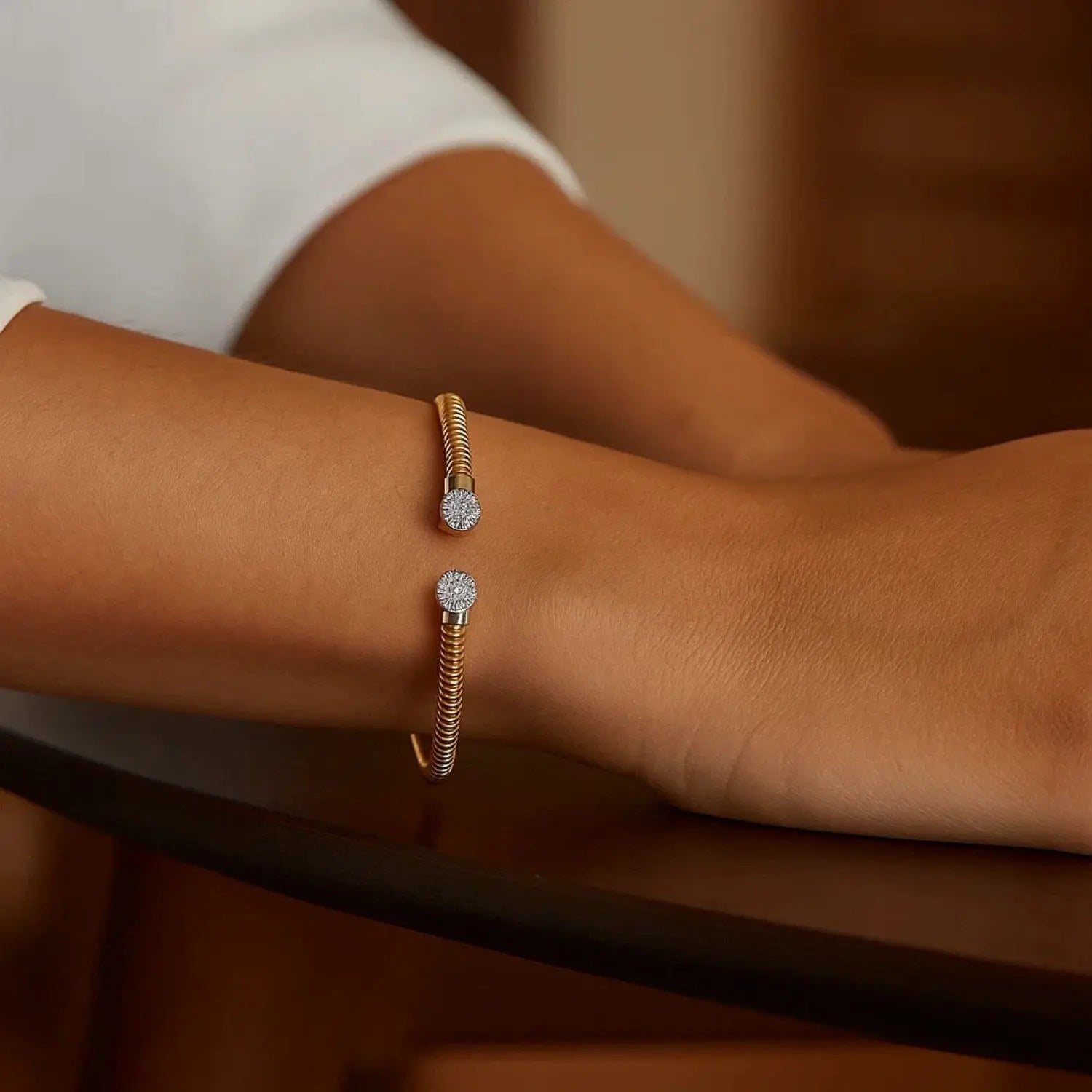 Round End Tubogas Cuff Bangle in 14K Yellow Gold  Bangles DEEVE