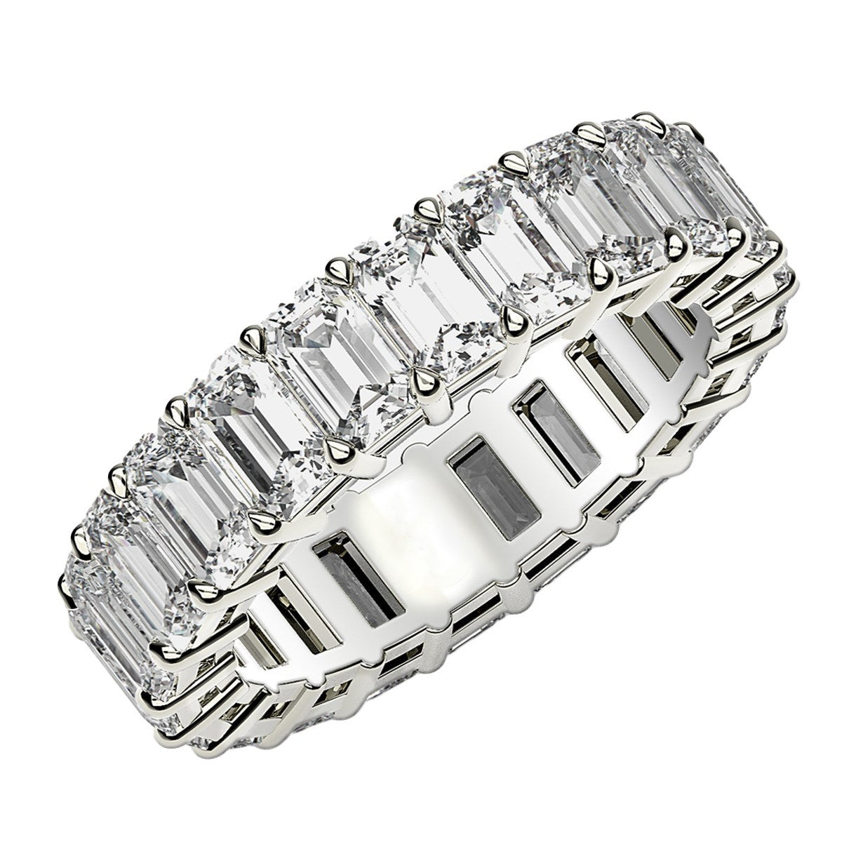 4.00 ct Emerald Cut Lab Grown Diamond Eternity Ring in 14K White Gold