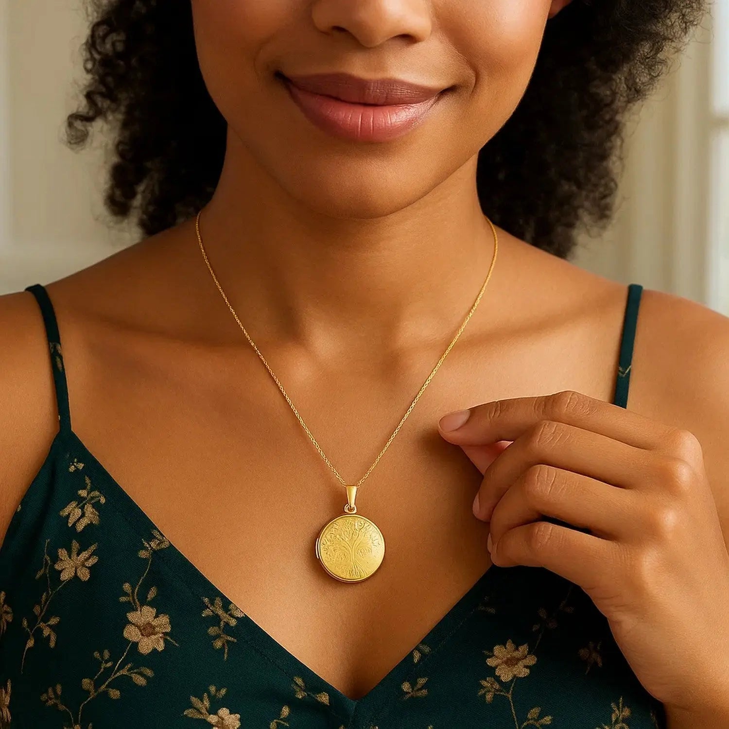 Tree Of Life Locket Necklace in 14K Yellow Gold  Pendants DEEVE