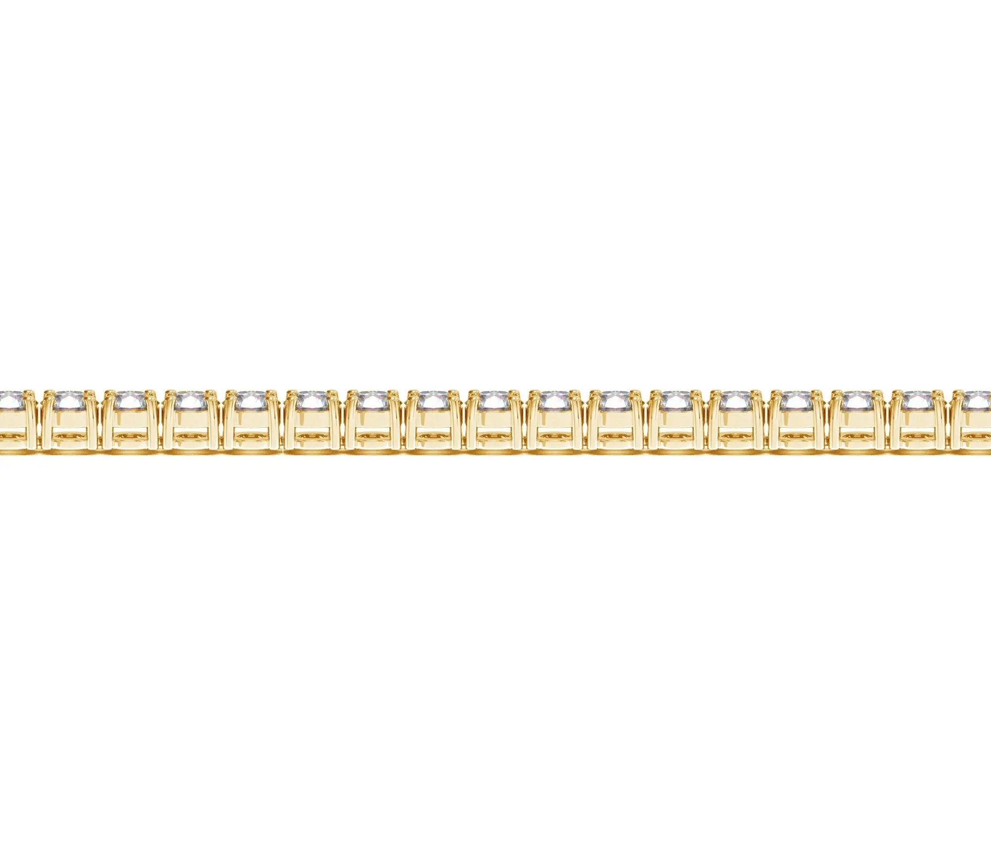 Wrist view of 6.00 ct lab-grown diamond tennis bracelet in 14K Solid Gold — DEEVE
