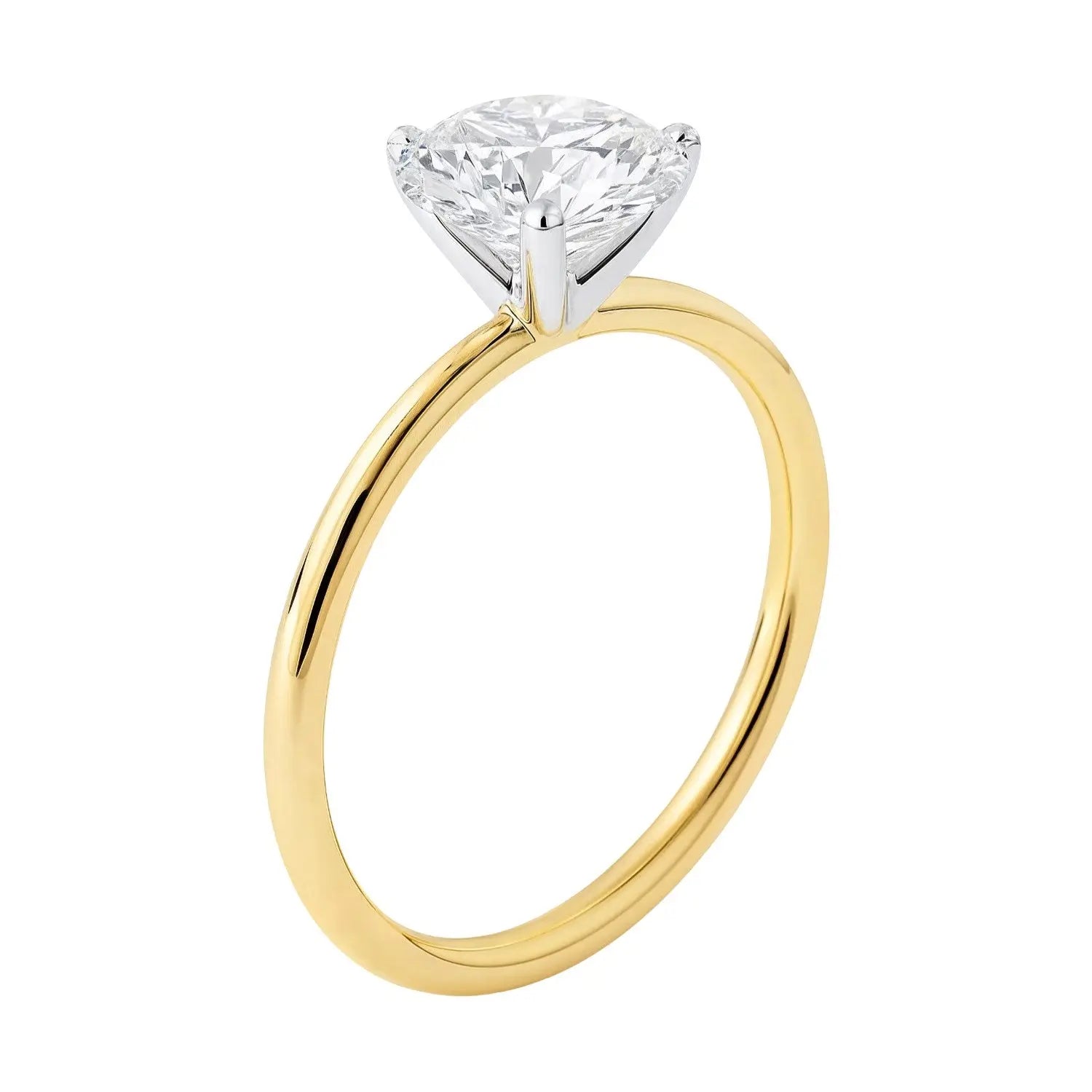 1.5 Carat Round Lab Grown Diamond Solitaire Ring in 14K Yellow Gold