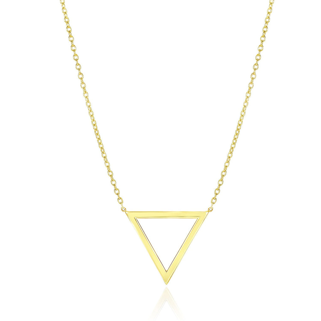 Open Triangle Delta Pendant Necklace in 14K Yellow Gold