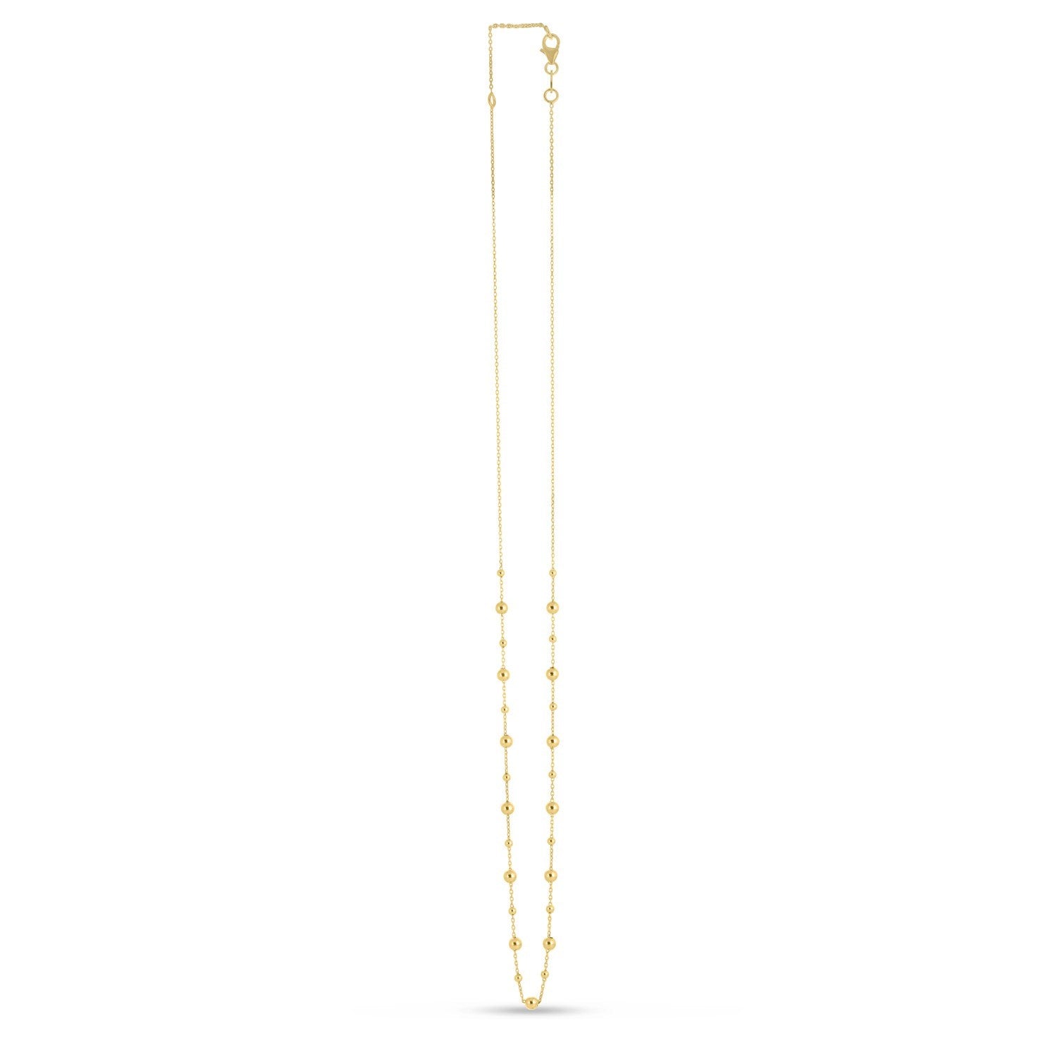 Polished Bead Station Necklace in 14K Yellow Gold