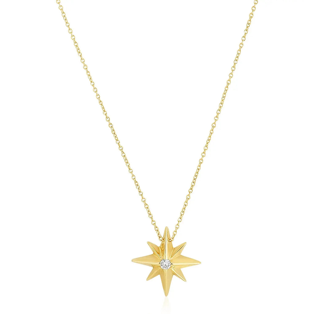 High Polish North Star Necklace in 14K Yellow Gold  Pendants DEEVE