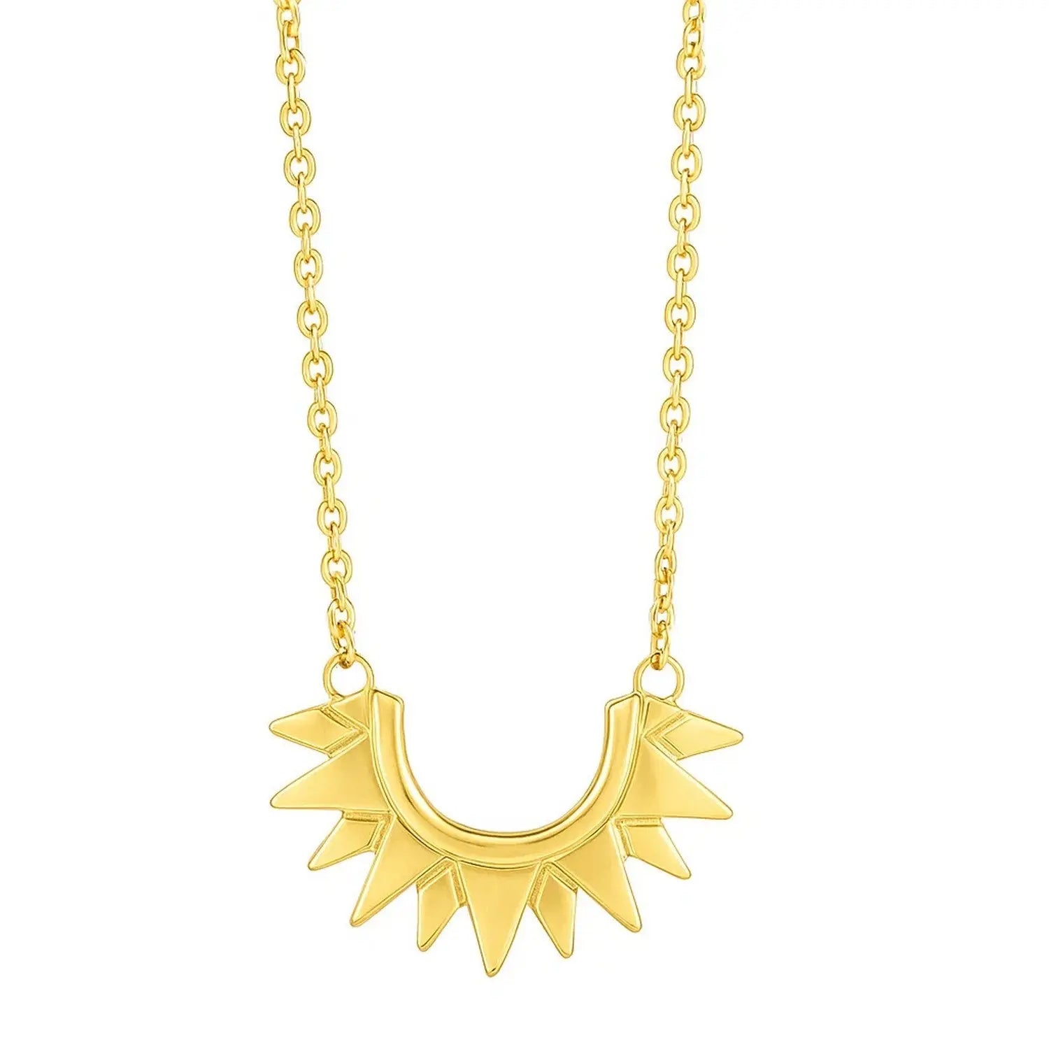 Polished Sunburst Necklace in 14K Yellow Gold  Pendants DEEVE