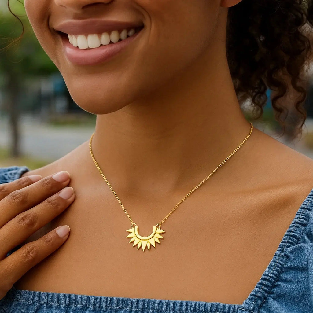 Polished Sunburst Necklace in 14K Yellow Gold  Pendants DEEVE