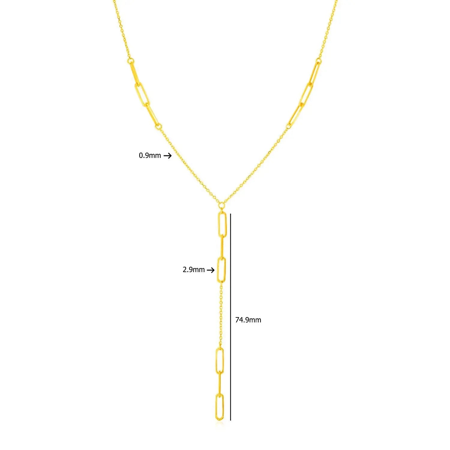 Paperclip Chain Lariat Necklace  Lariat DEEVE
