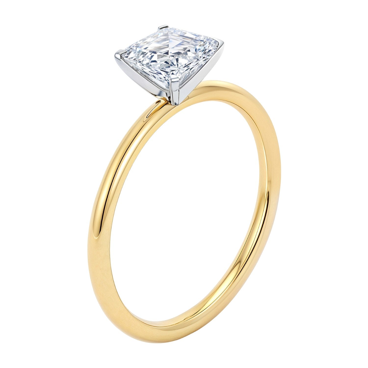 1.5 Carat Emerald Lab Grown Diamond Solitaire Ring in 14K Yellow Gold
