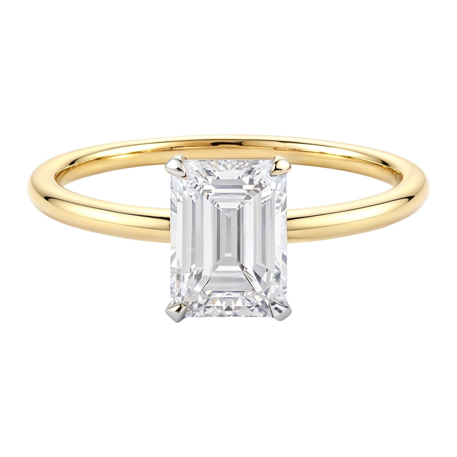 1.5 Carat Emerald Lab Grown Diamond Solitaire Ring in 14K Yellow Gold