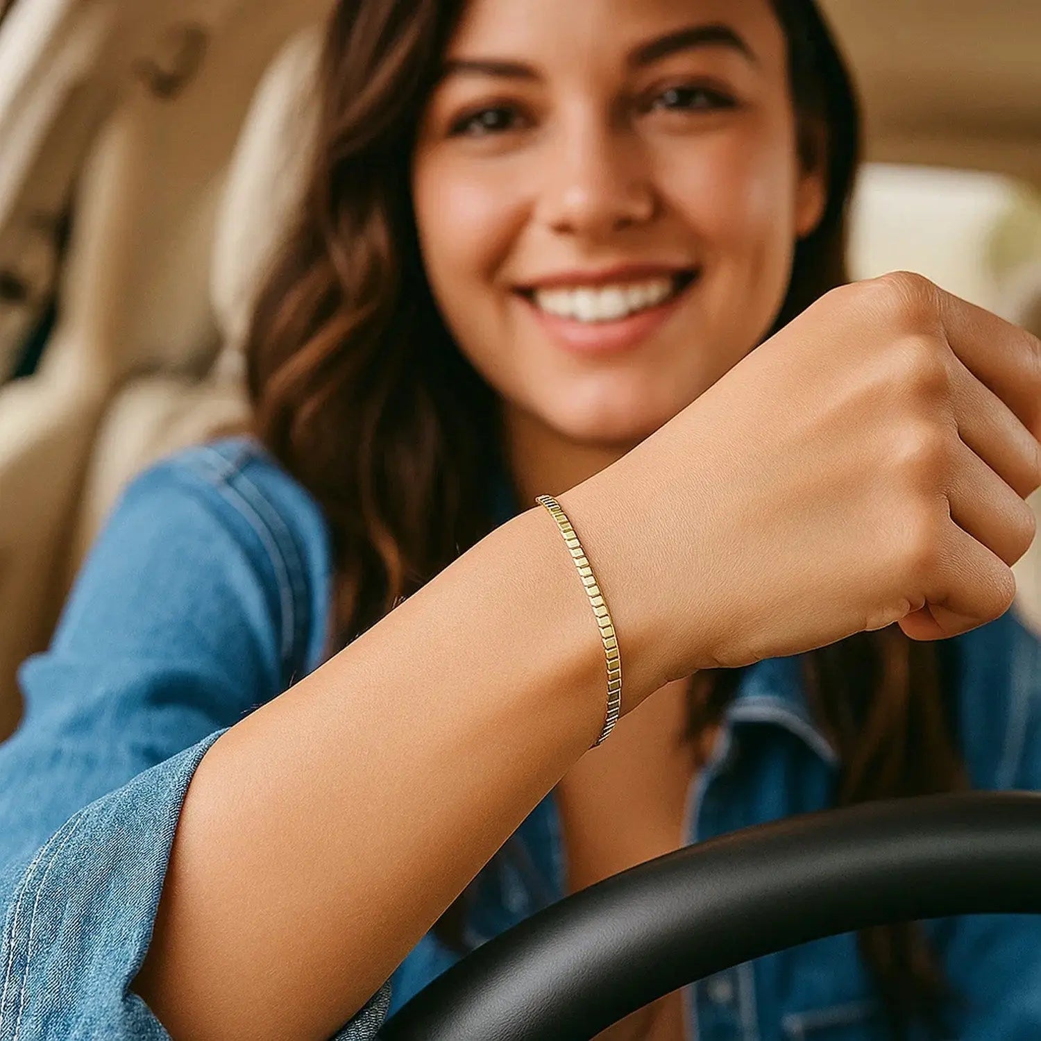 Brick Omega Bracelet in 14K Yellow Gold  Link Bracelets DEEVE