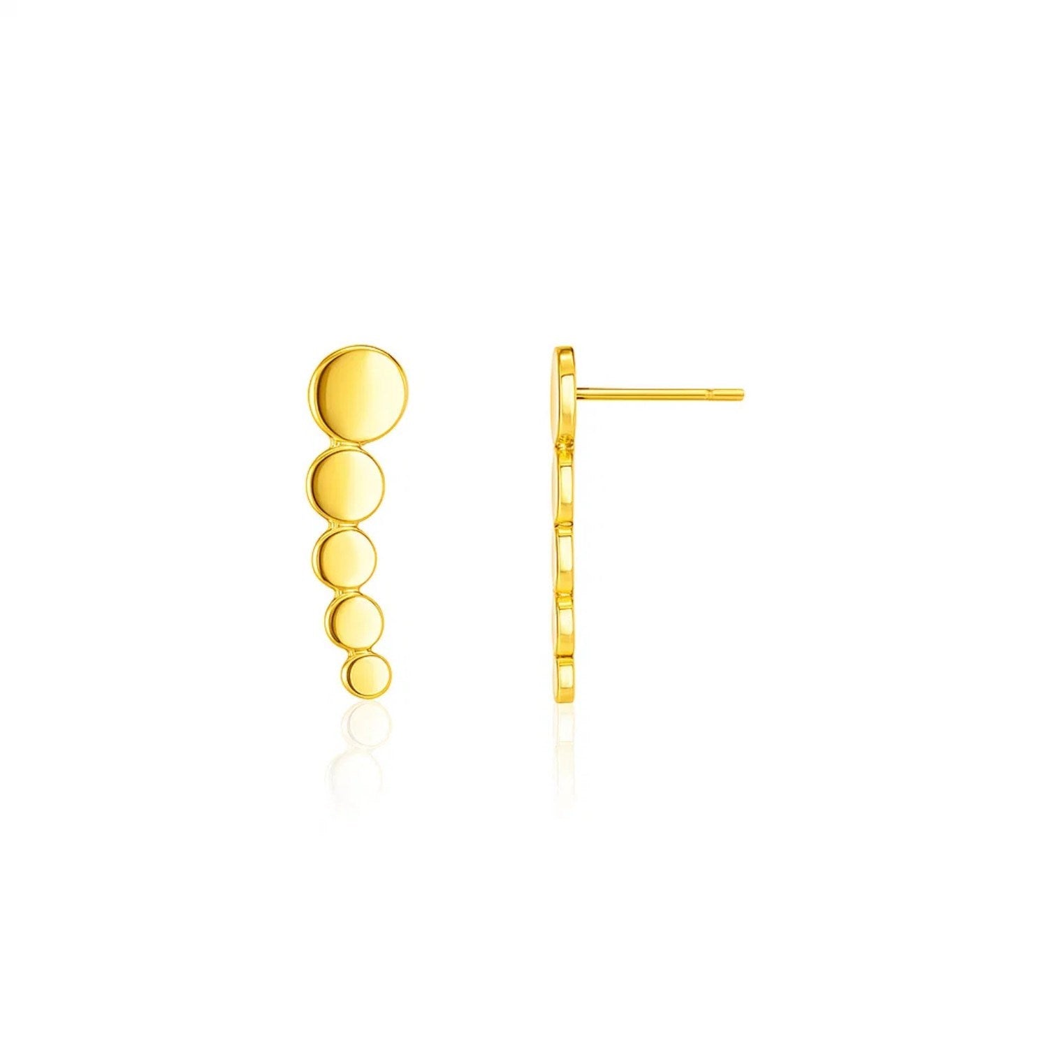 14K Yellow Gold Graduated Circles Climber Earrings