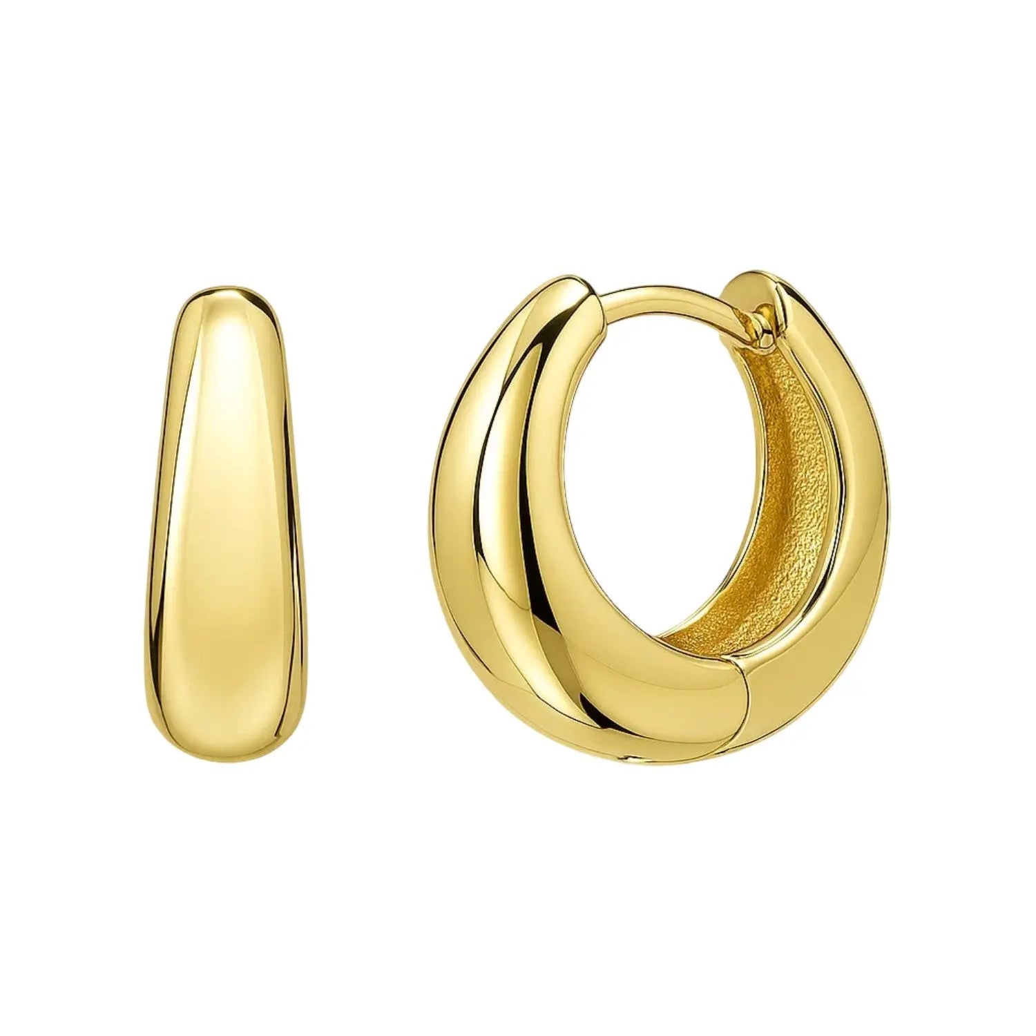 Tapered Huggie Hoop Earrings | 14K Gold  Hoop Earrings DEEVE