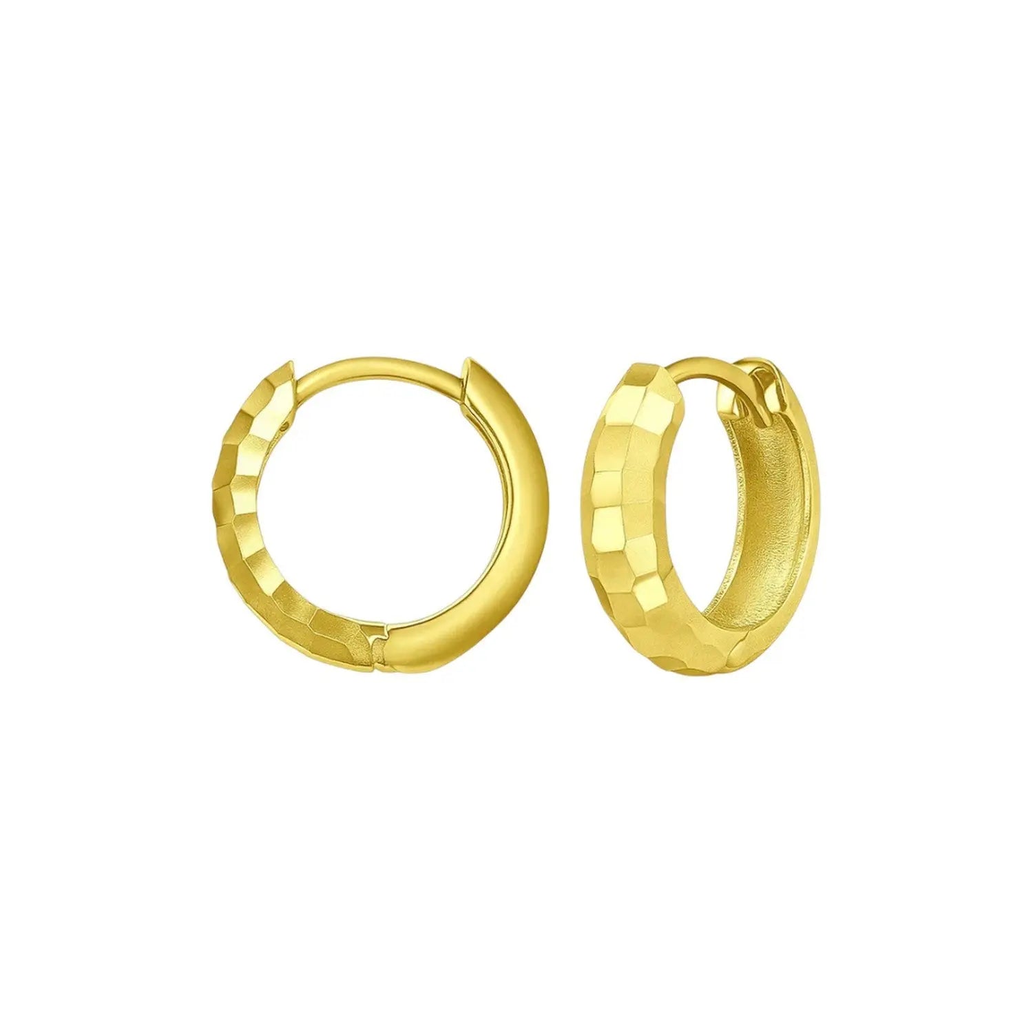 Checkerboard Huggie Hoop Earrings | 14K Gold  Hoop Earrings DEEVE