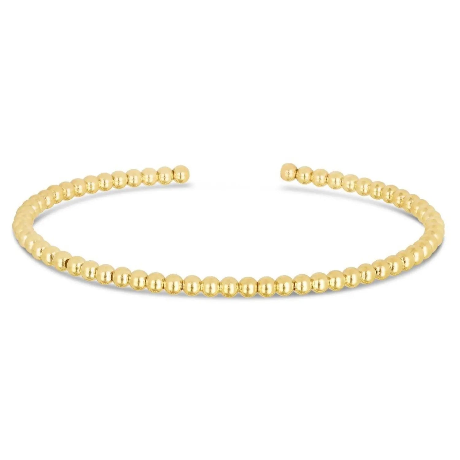 High Polish Bead Cuff Bangle in 14K Yellow Gold  Cuffs DEEVE