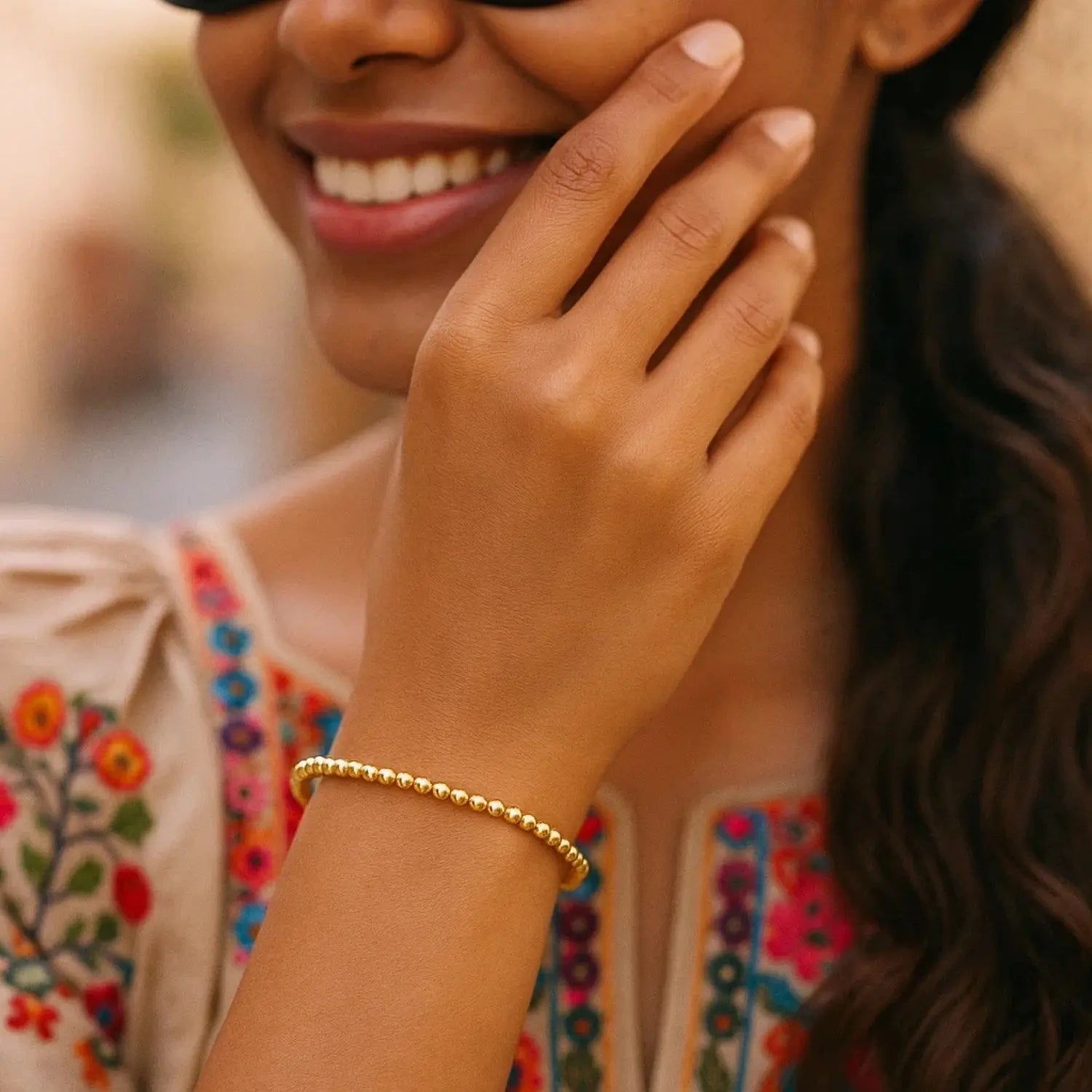 High Polish Bead Cuff Bangle in 14K Yellow Gold  Cuffs DEEVE
