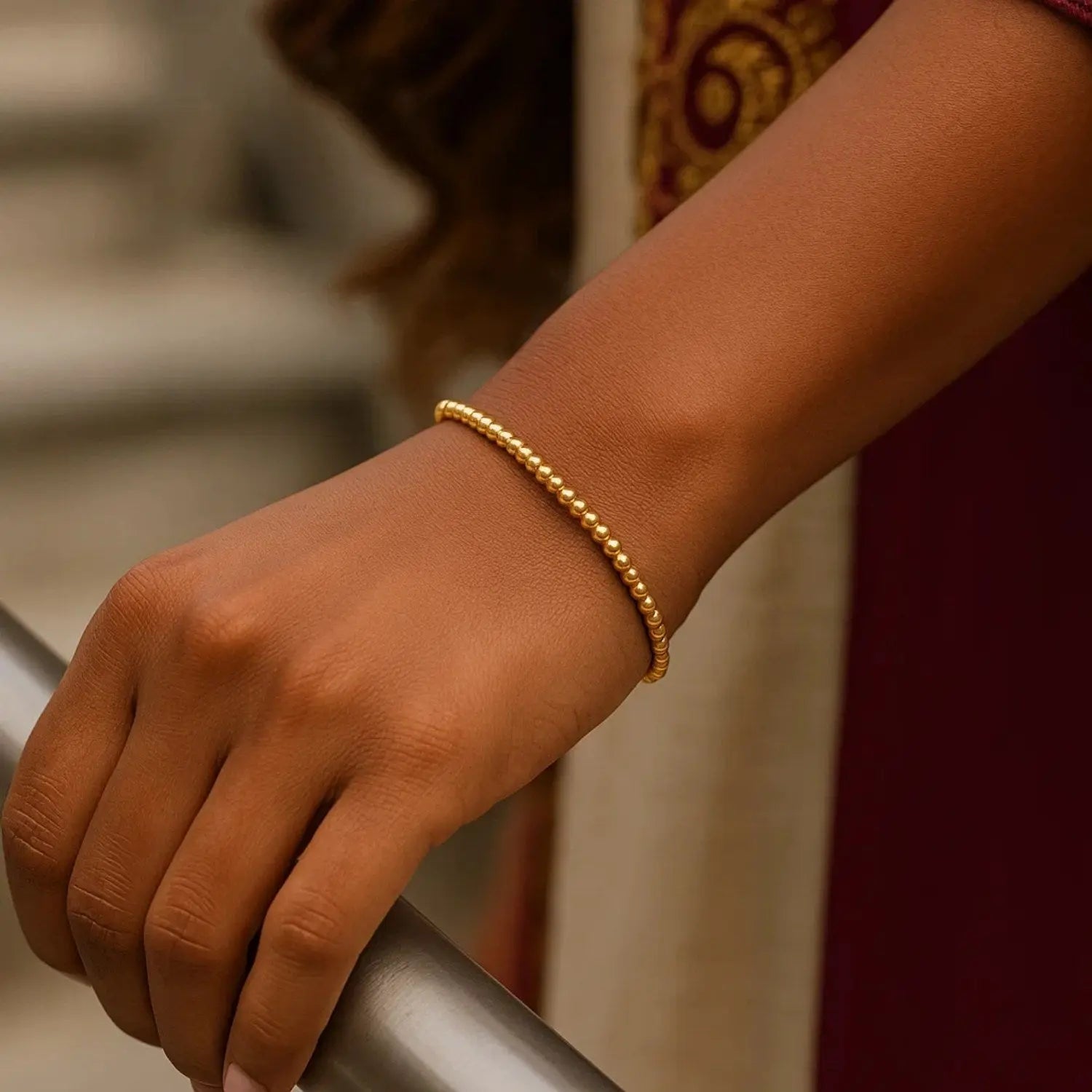 High Polish Bead Cuff Bangle in 14K Yellow Gold  Cuffs DEEVE