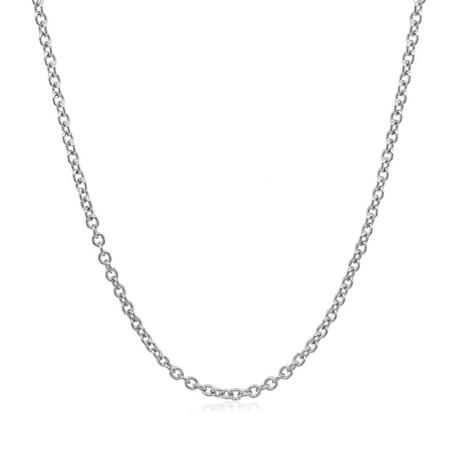 Round cable link chain necklace in 14K white gold, 2.40mm