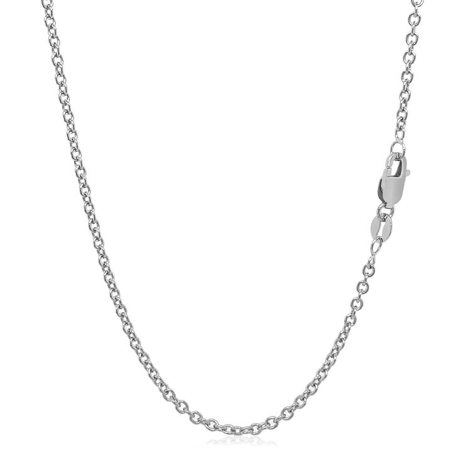 Round cable link chain necklace in 14K white gold, 2.40mm