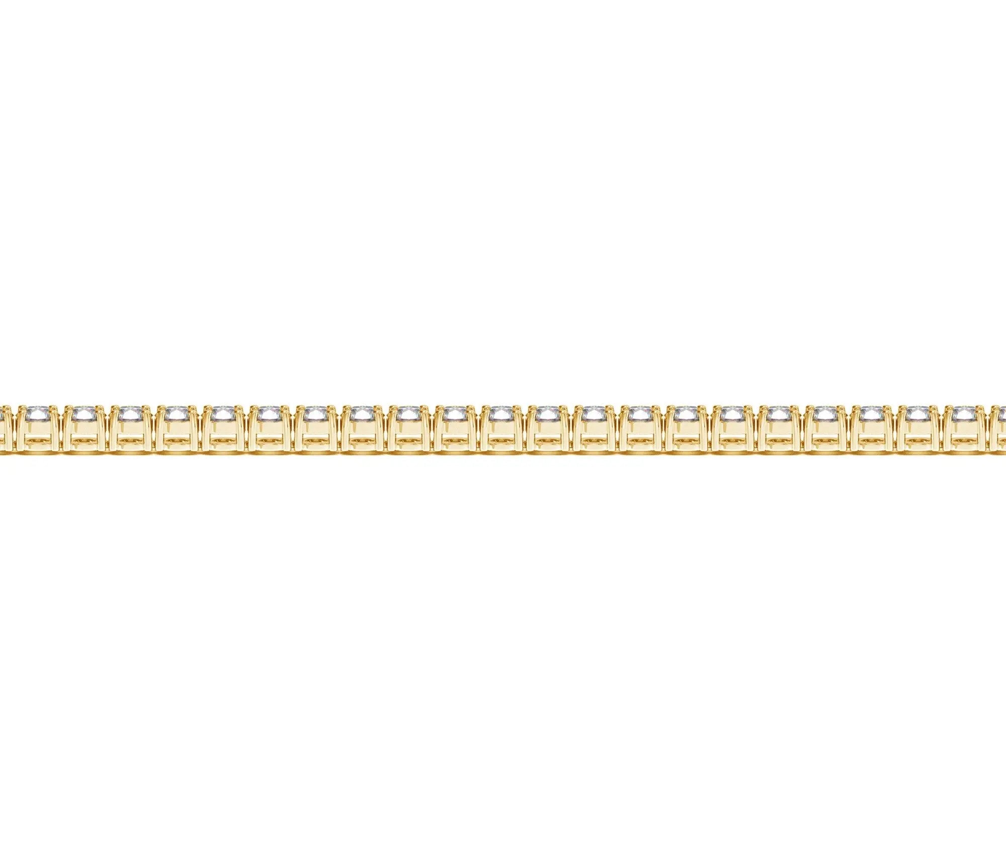 Wrist view of 3.00 ct lab-grown diamond tennis bracelet in 14K Solid Gold — DEEVE
