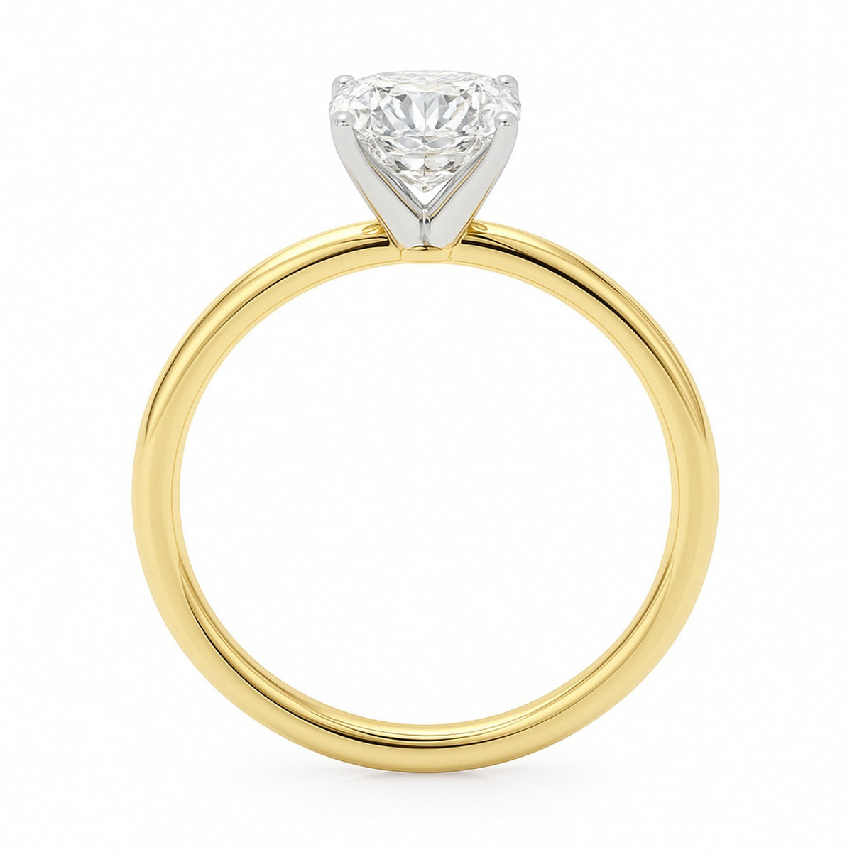 2ct Cushion Lab Grown Diamond Ring, 14K Yellow Gold