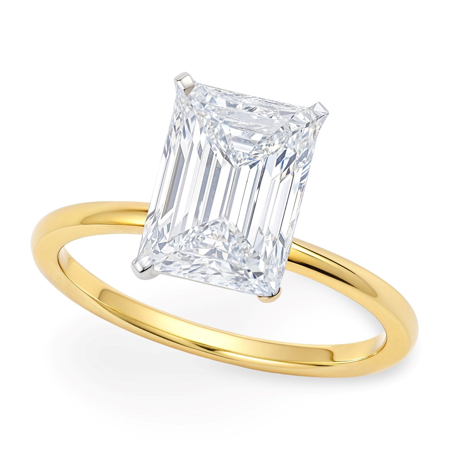 3 Carat Radiant Lab Grown Diamond Solitaire Ring in 14K Yellow Gold