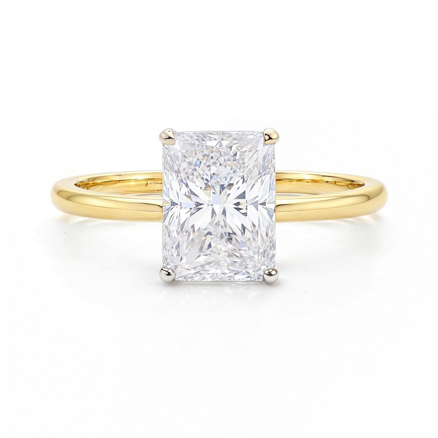 3 Carat Radiant Lab Grown Diamond Solitaire Ring in 14K Yellow Gold