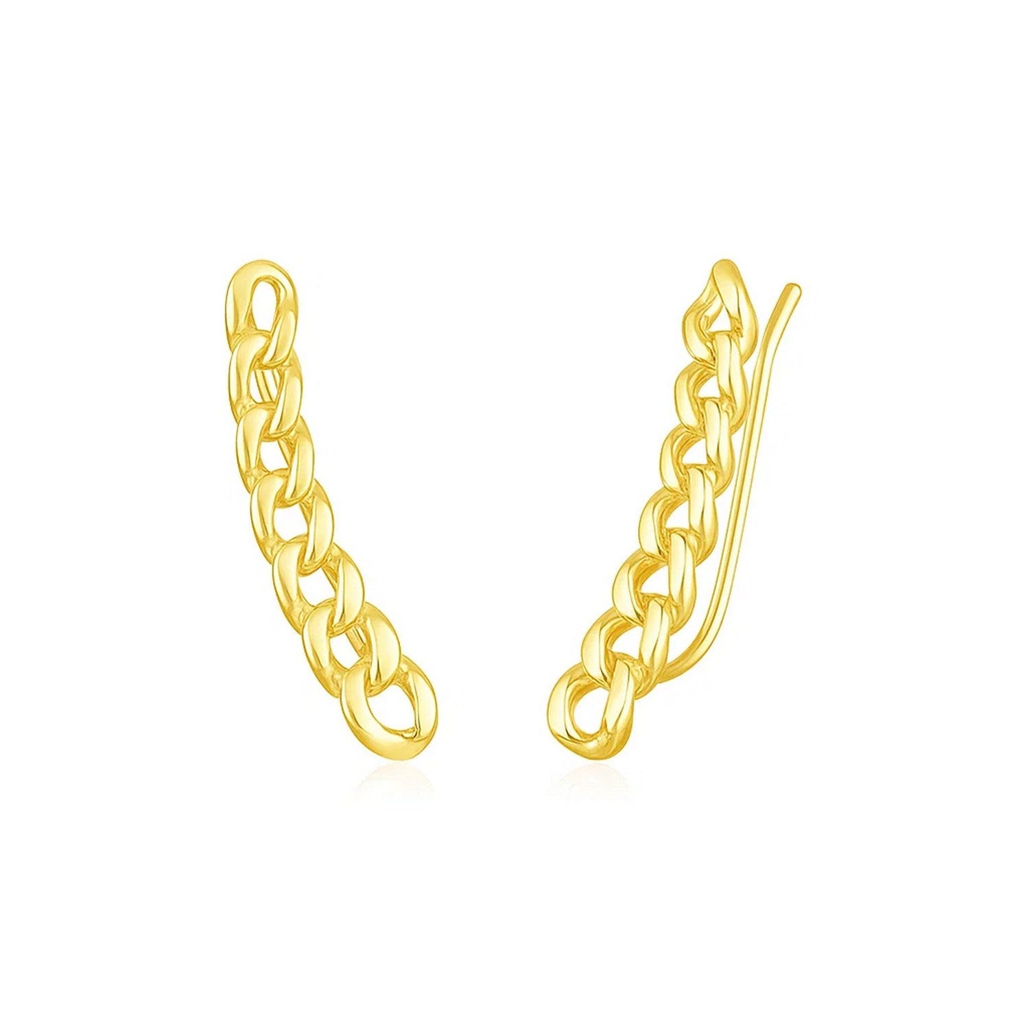 14K Yellow Gold Chain Link Climber Earrings