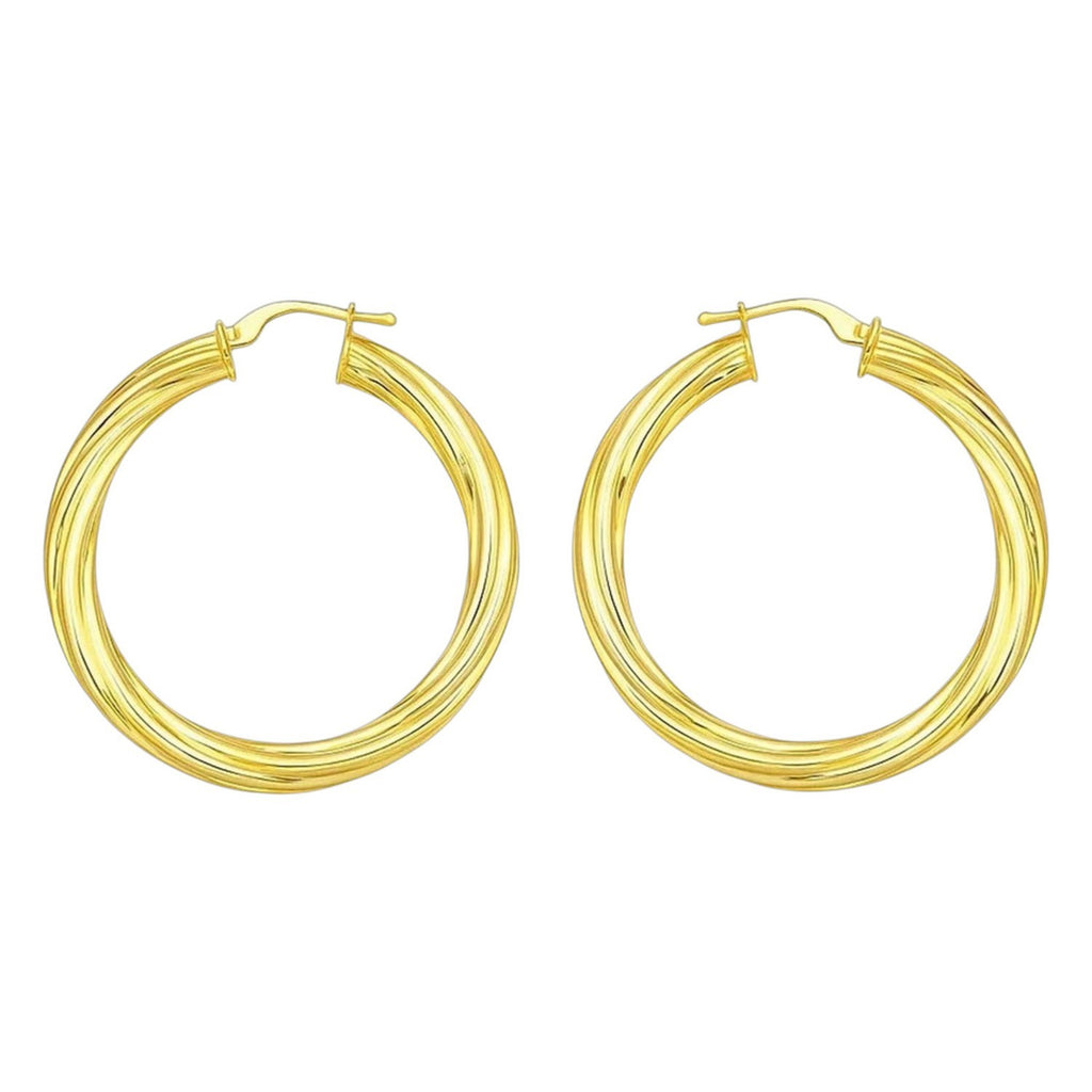 Full twist hoop earrings in 14K yellow gold, front view of the pair